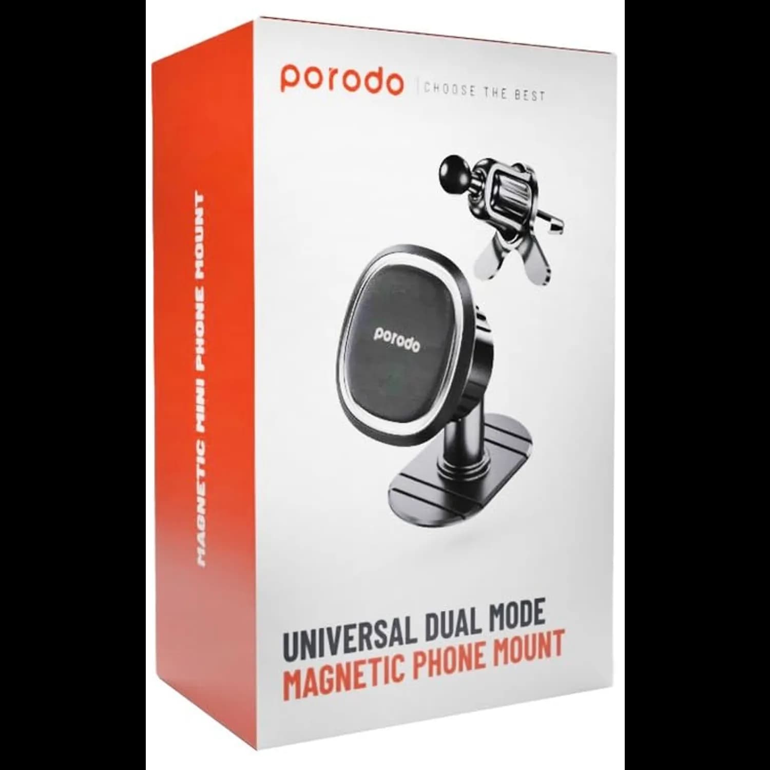 Porodo Car Phone Holder - 2in1 Magnetic, Black 2