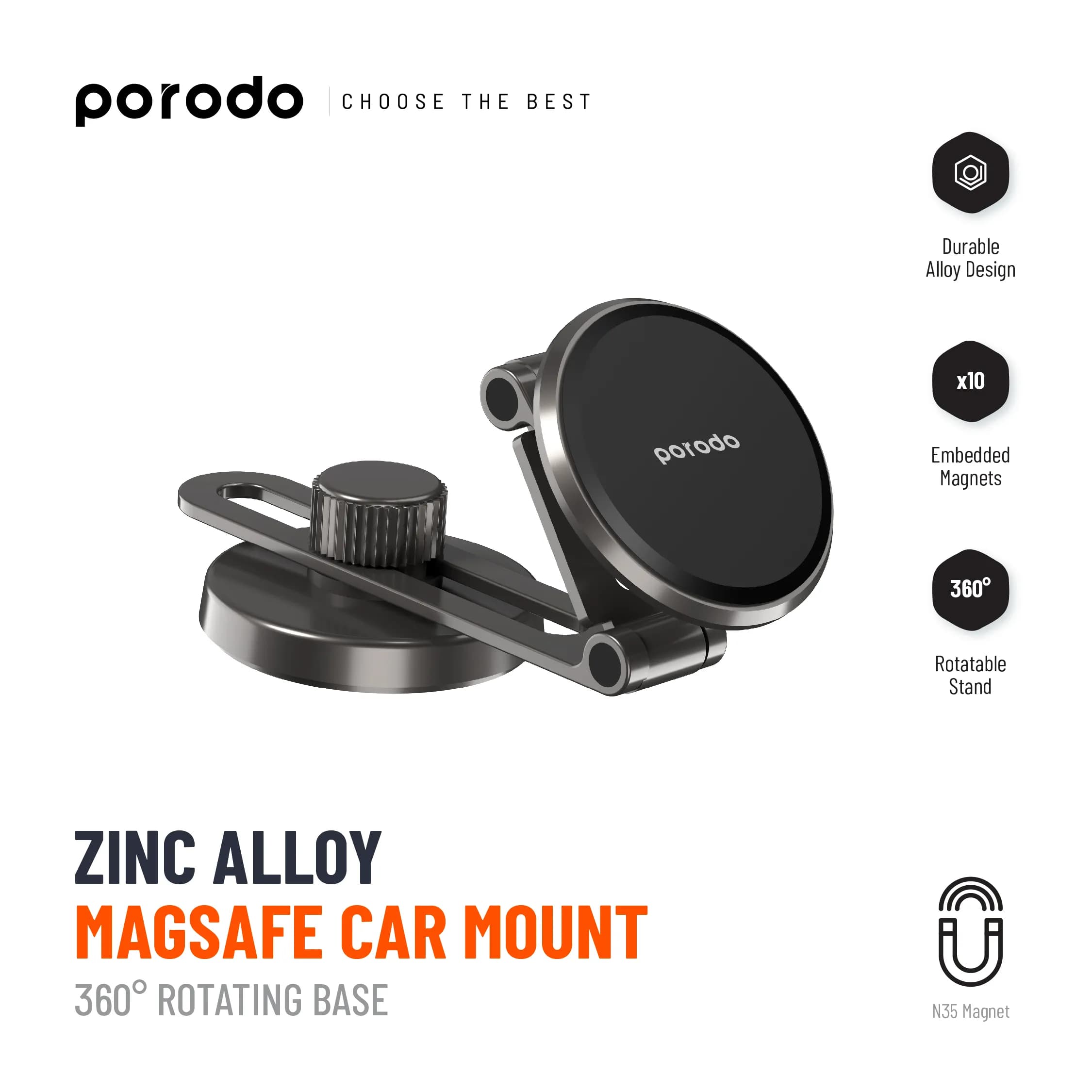 Porodo Magnetic Mount - Black 2