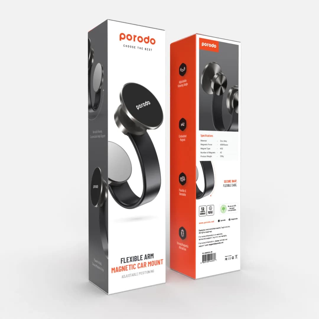 Porodo Magesafe N52 Magnetic Car Mount - Black 1 Porodo Magesafe N52 Magnetic Car Mount - Black 1