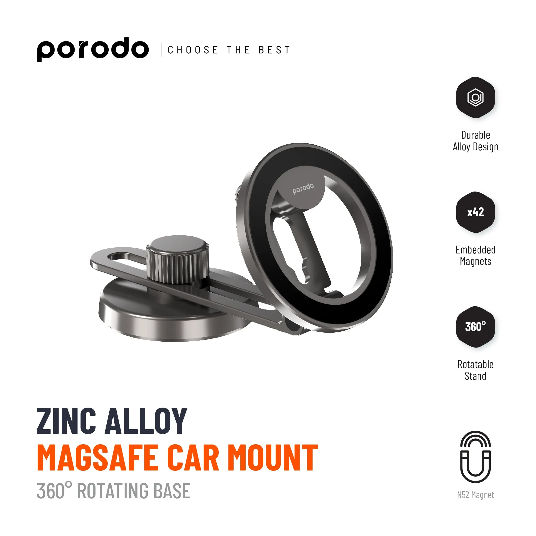 Porodo Magesafe Magnet Mount - Black 2