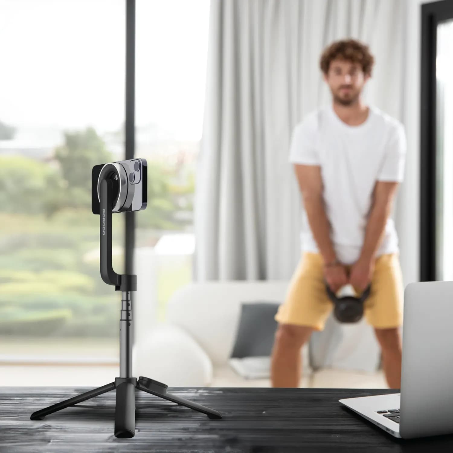 Porodo Selfie Stick & Tripod - Magnetic, 65cm, Black 2