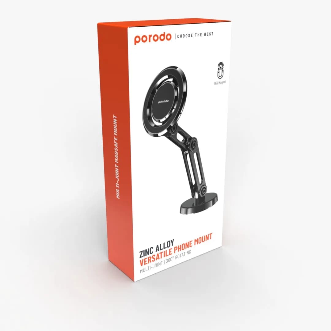 Porodo Zinc Alloy Versatile Phone Mount Multi-Joint & 360° Rotating - Black 1 Porodo Zinc Alloy Versatile Phone Mount Multi-Joint & 360° Rotating - Black 1