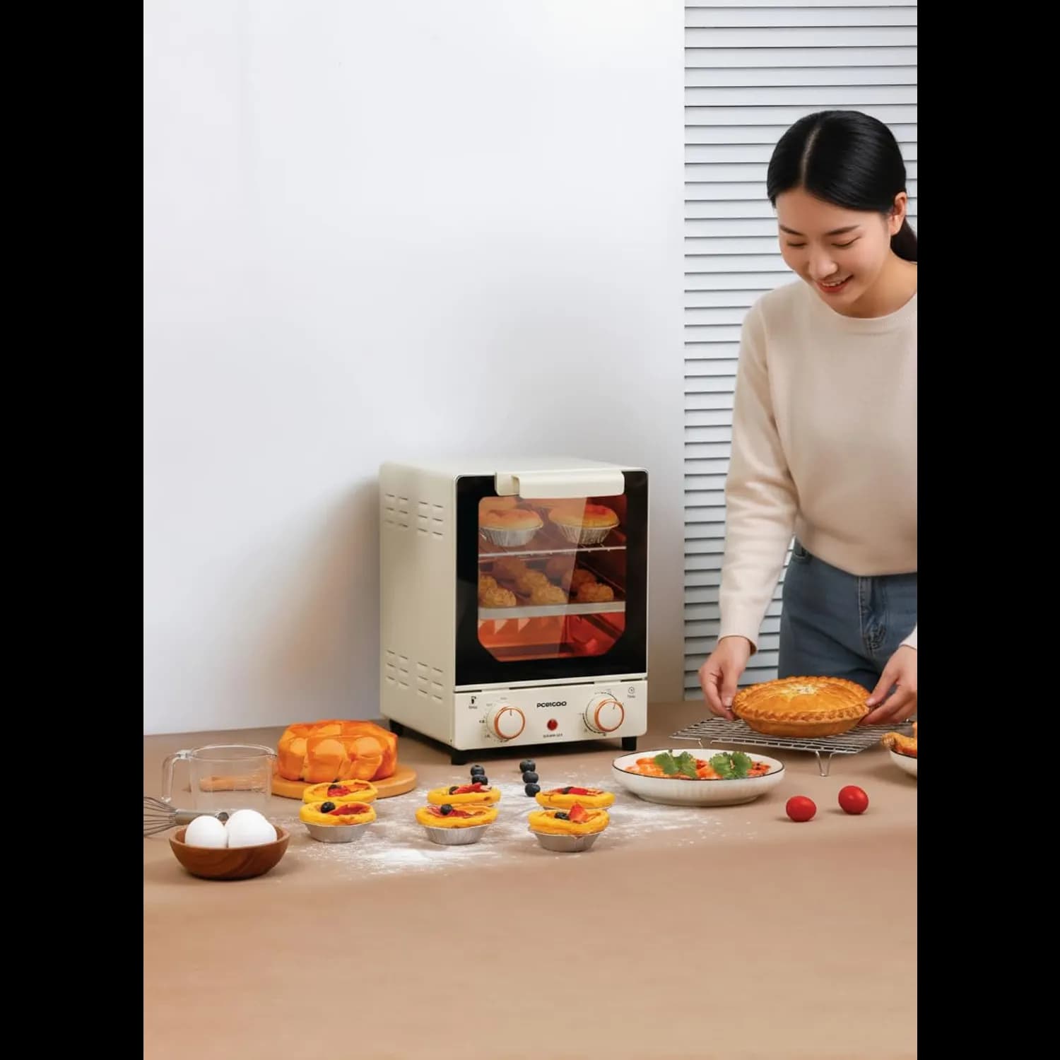 Porodo Mini Oven - 15L, 750W, Smart Heat, White 4