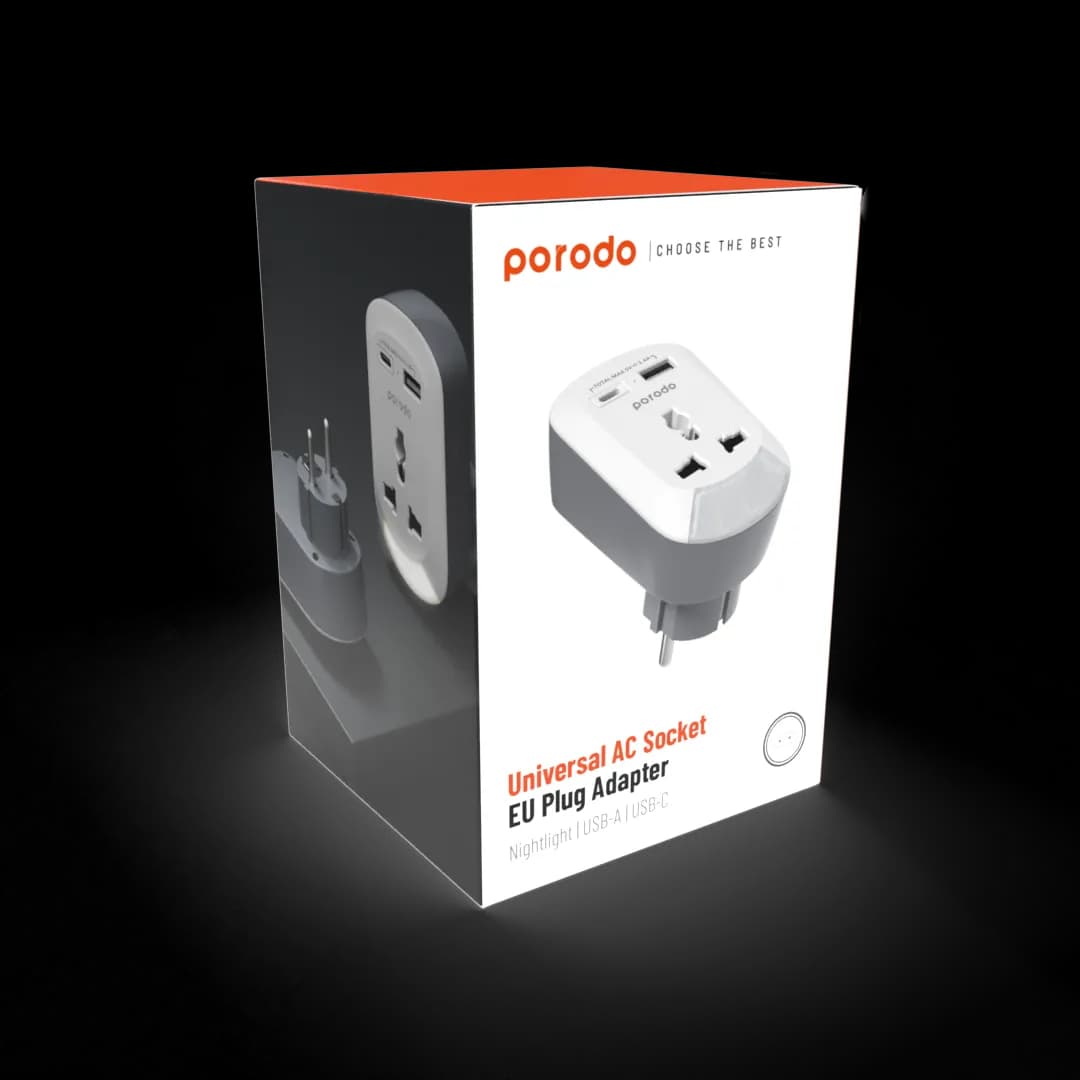 Porodo Universal AC Socket EU Plug Adapter 2