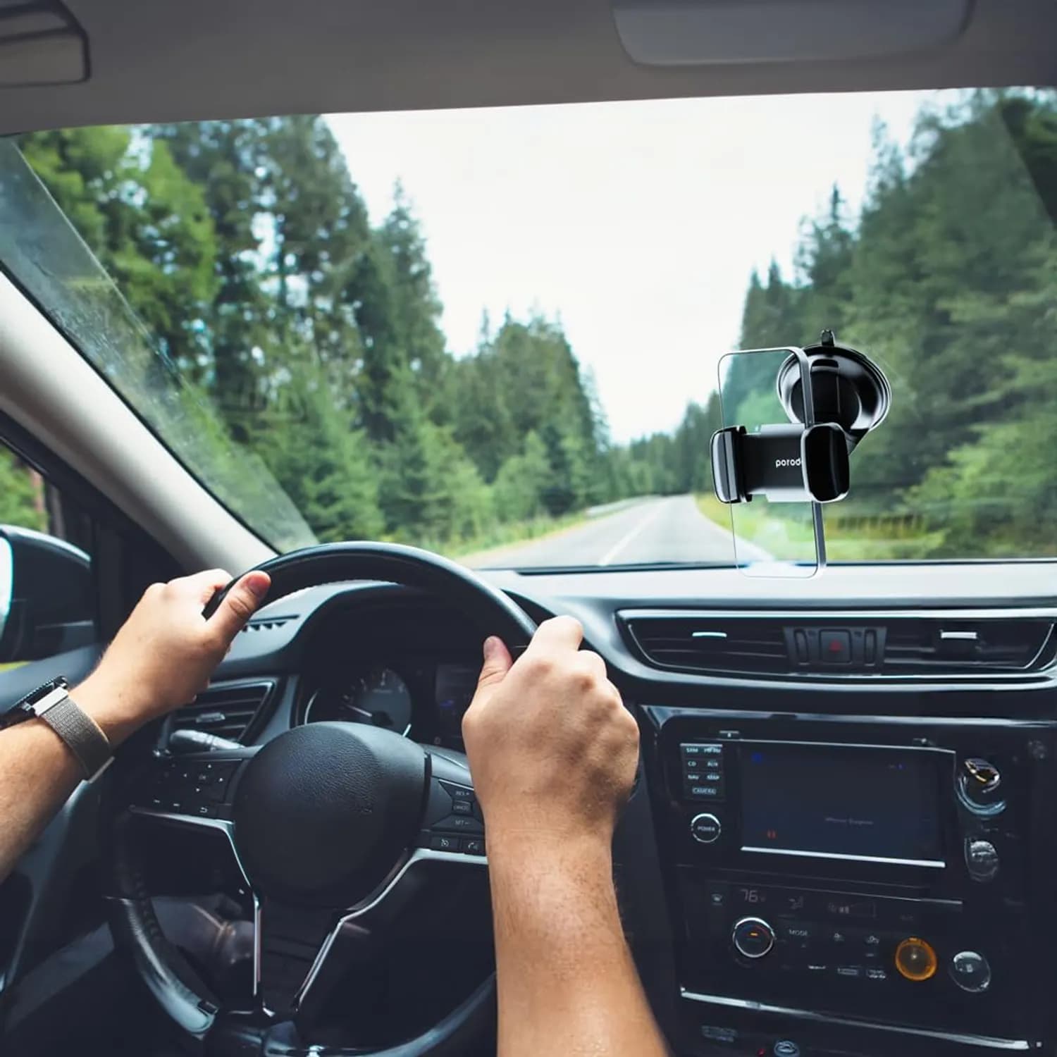Porodo Phone Mount - Universal Clamp, 360° Rotation, Black 2