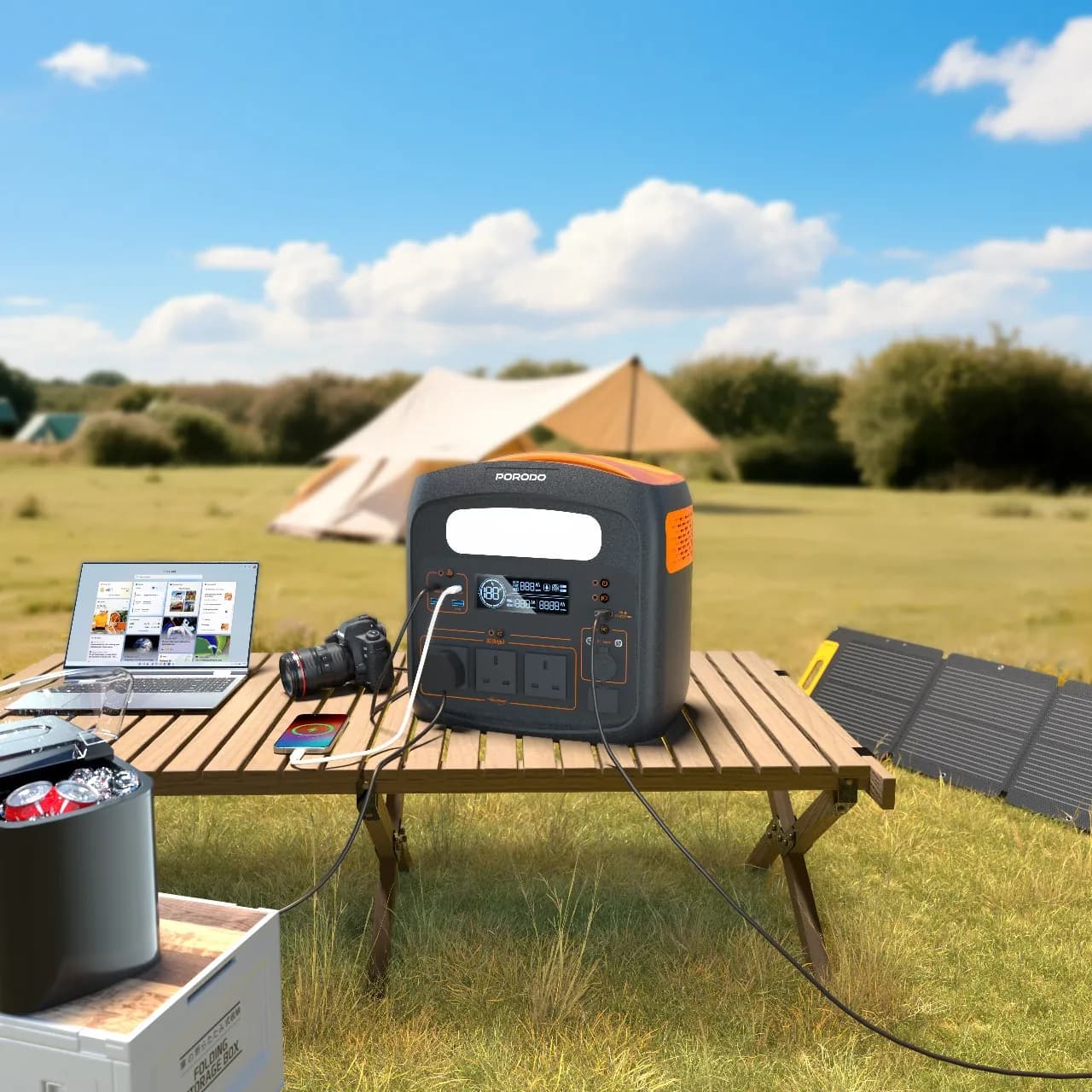 Porodo 1500W Forcebase Portable Power Station - Black/Orange 3