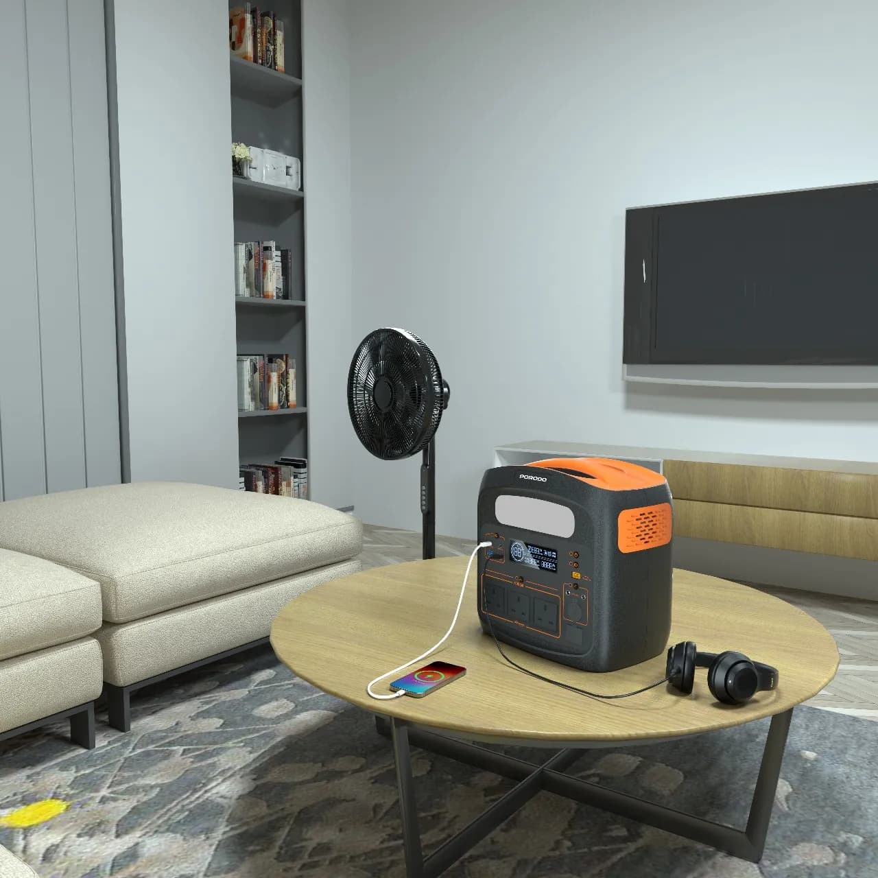 Porodo 1500W Forcebase Portable Power Station - Black/Orange 4