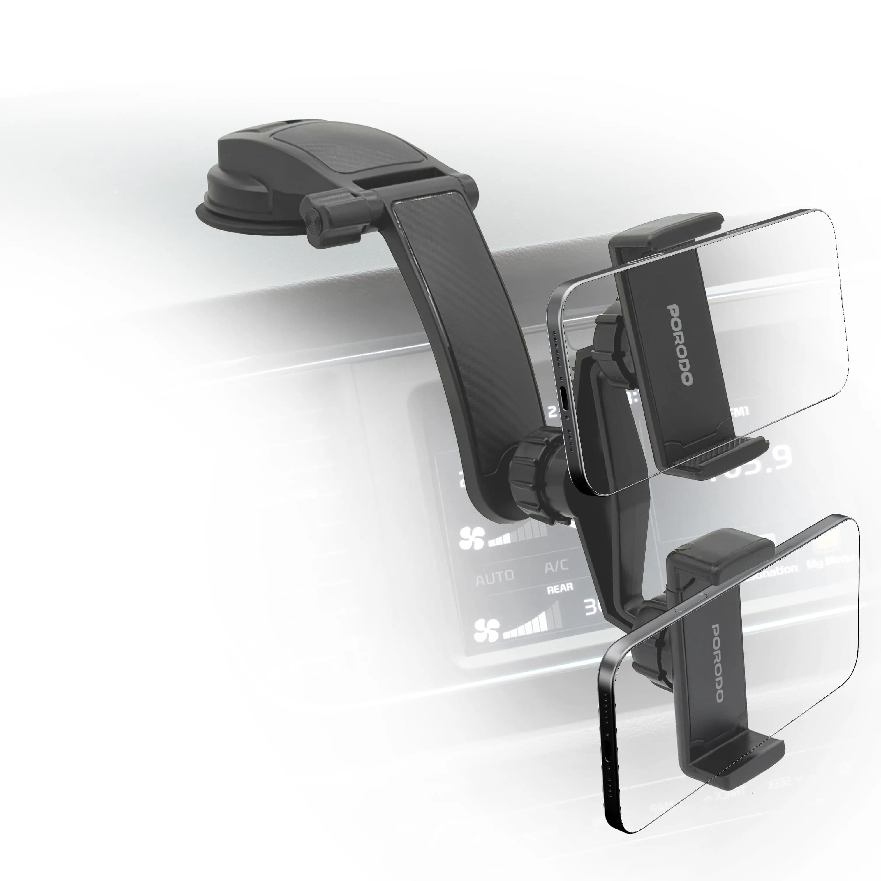Porodo 360° Rotatable Car Phone Holder - Black 4