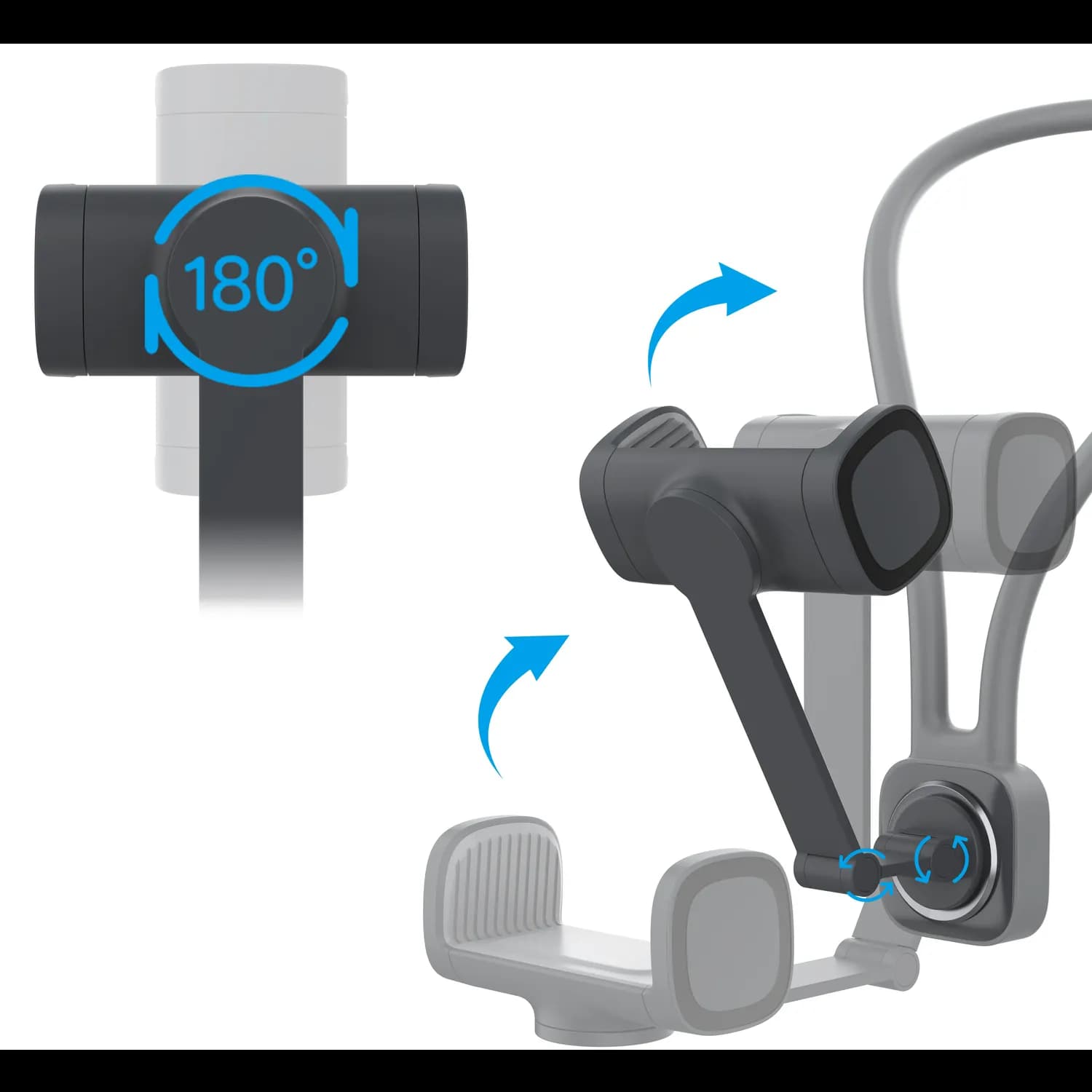 Porodo Smartphone Neck Mount - Adjustable, Magnetic Lock, Black 5