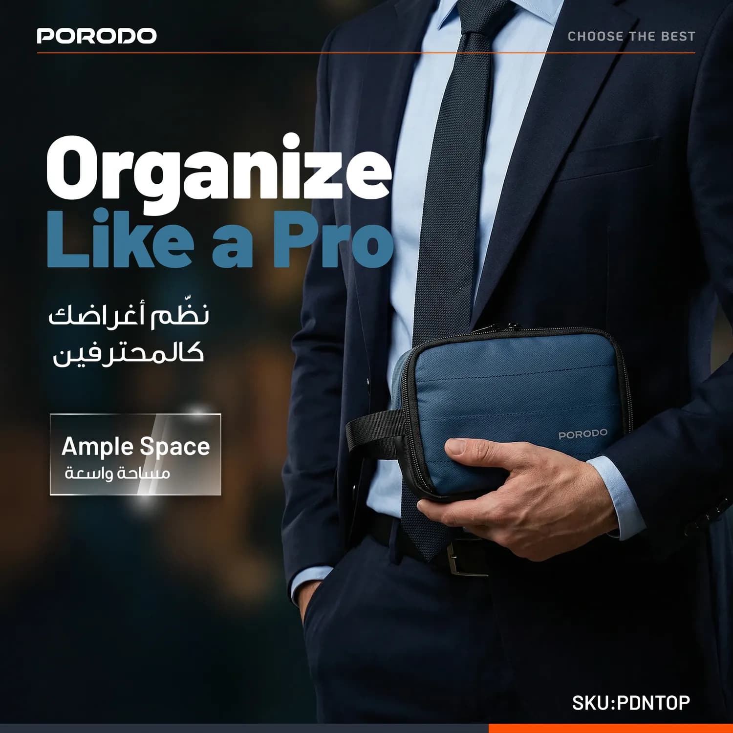 Porodo Tech Organizer Pouch - Water-Resistant, Grey 4