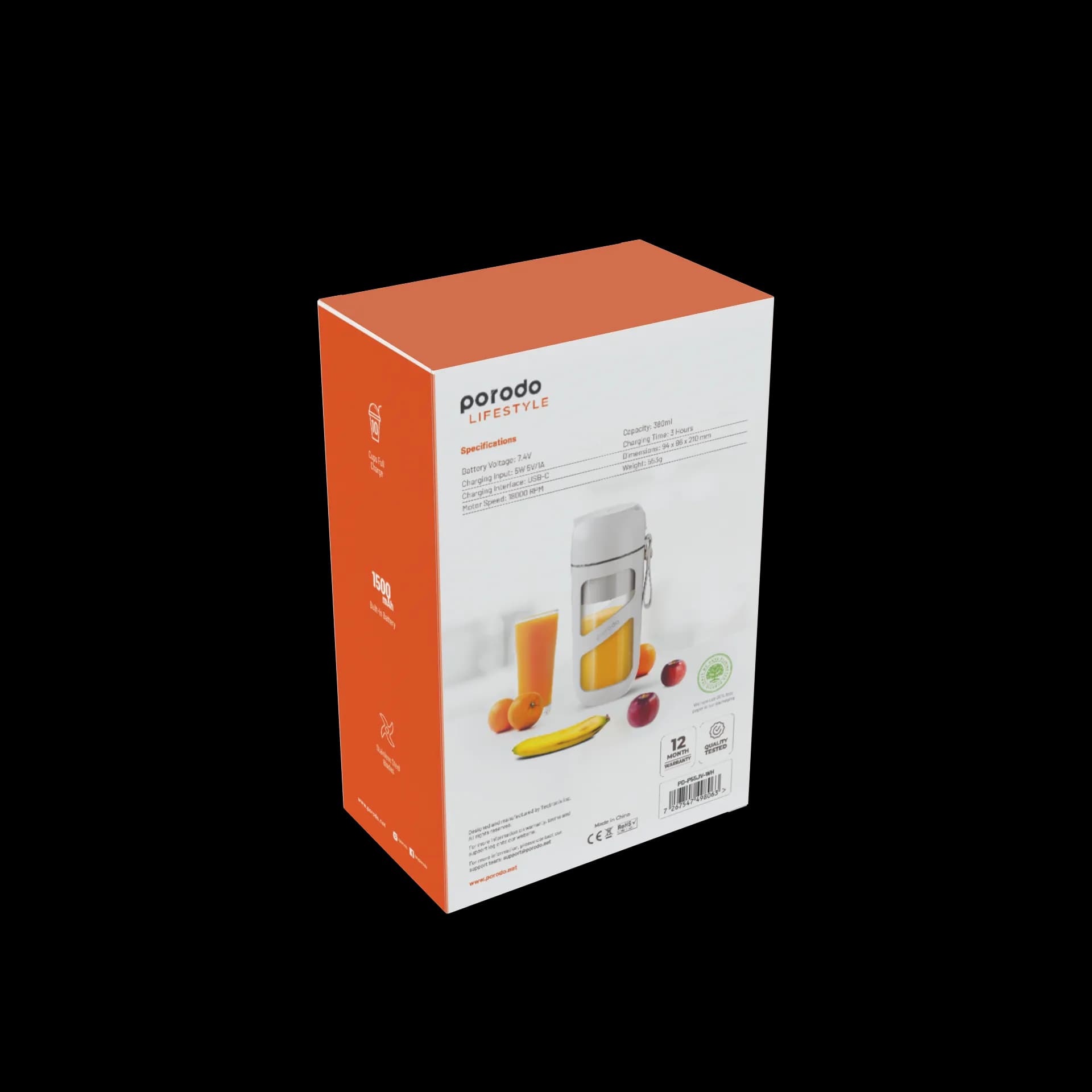 Porodo LifeStyle Vacuum Fresh Portable Juicer & Smoothie Blender - White 4