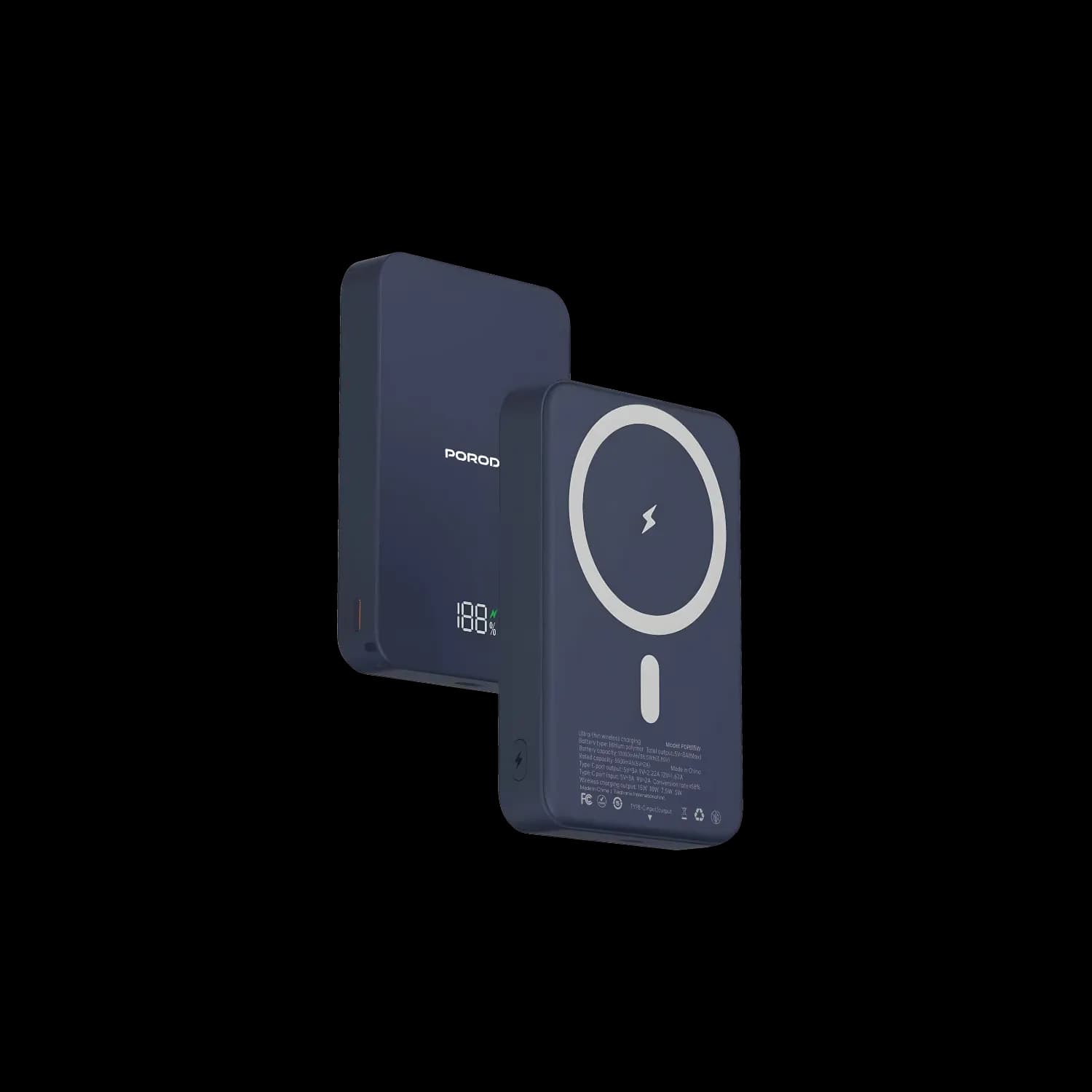 Porodo Power Bank Ravo PDPB15W - 10000mAh, 15W Wireless, Blue Porodo Power Bank Ravo PDPB15W - 10000mAh, 15W Wireless, Blue