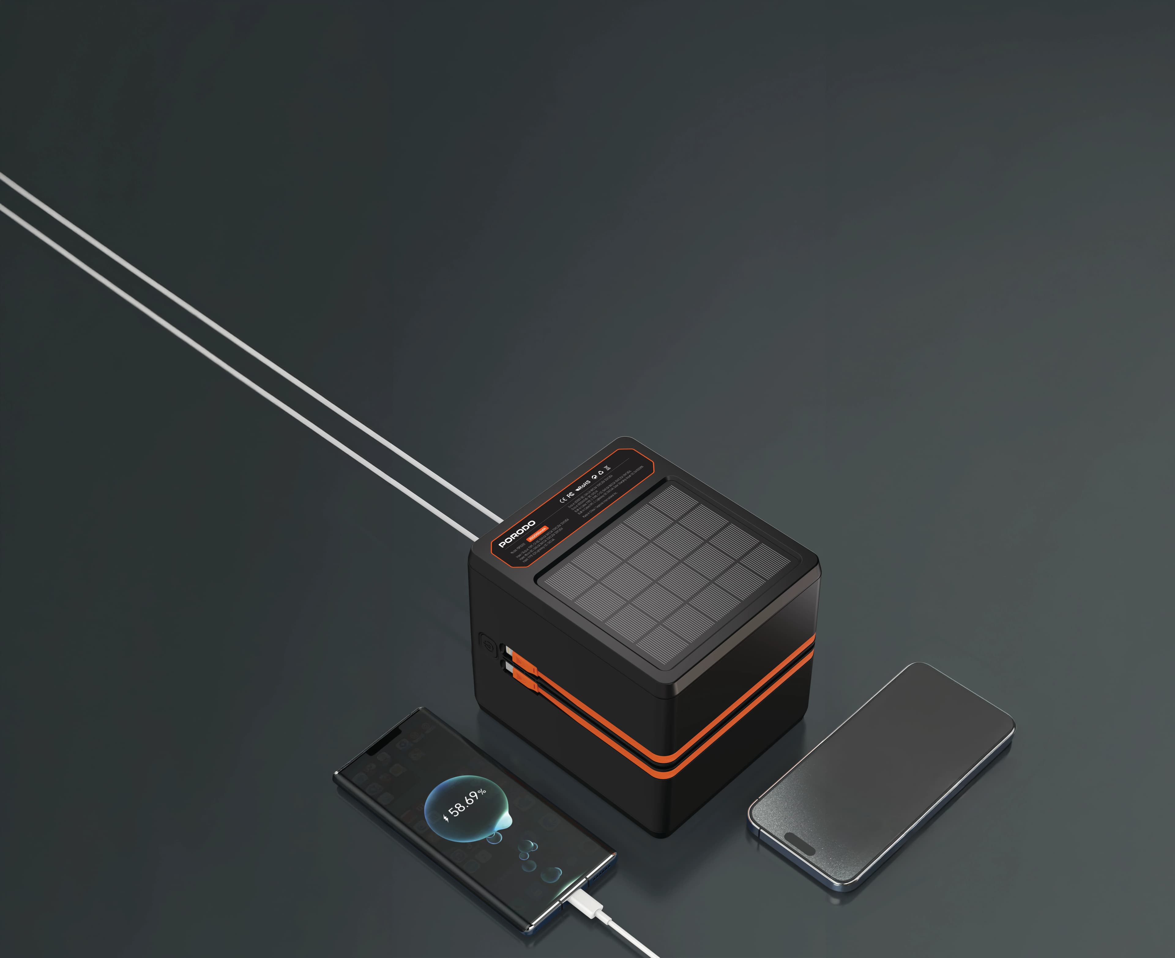 Porodo Power Bank LAROS PDPB200BK - 200000mAh Solar, Black 4
