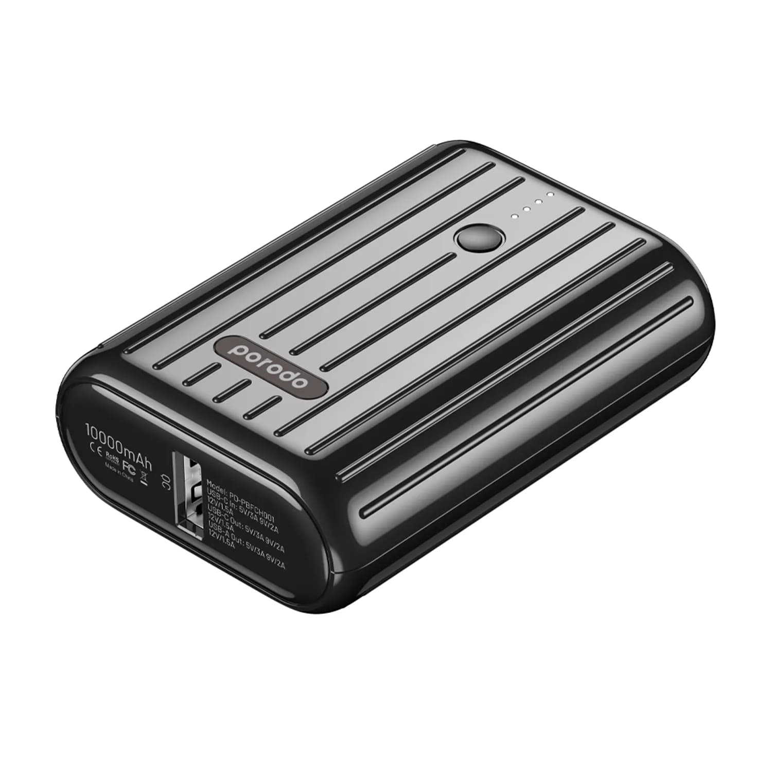 Porodo Power Bank 10000mAh QC 3.0 with PD 20W Fast Charging On-The-Go — Black 4