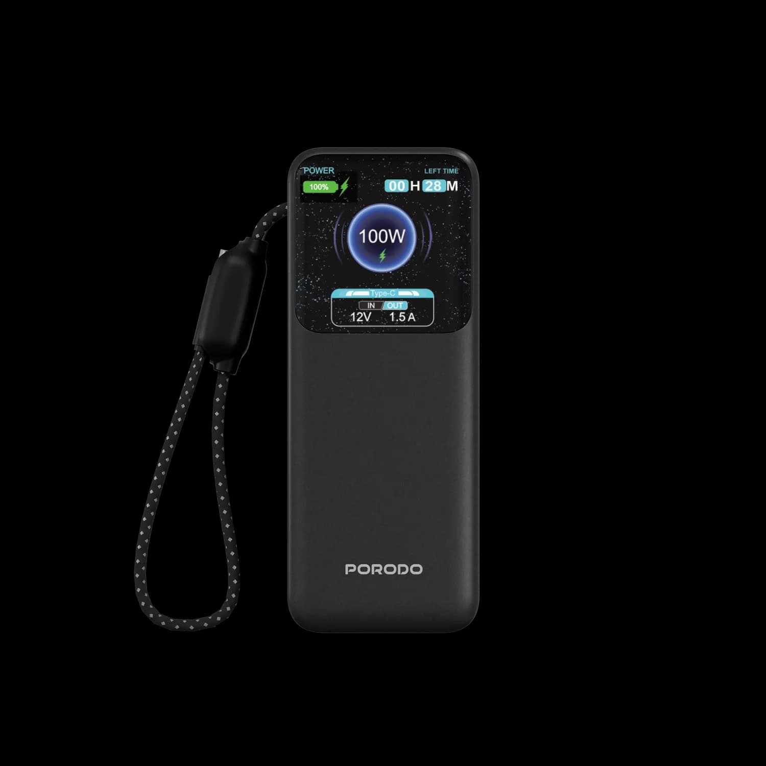 Porodo Power Bank POLO - 10000mAh 100W, Black 1 Porodo Power Bank POLO - 10000mAh 100W, Black 1