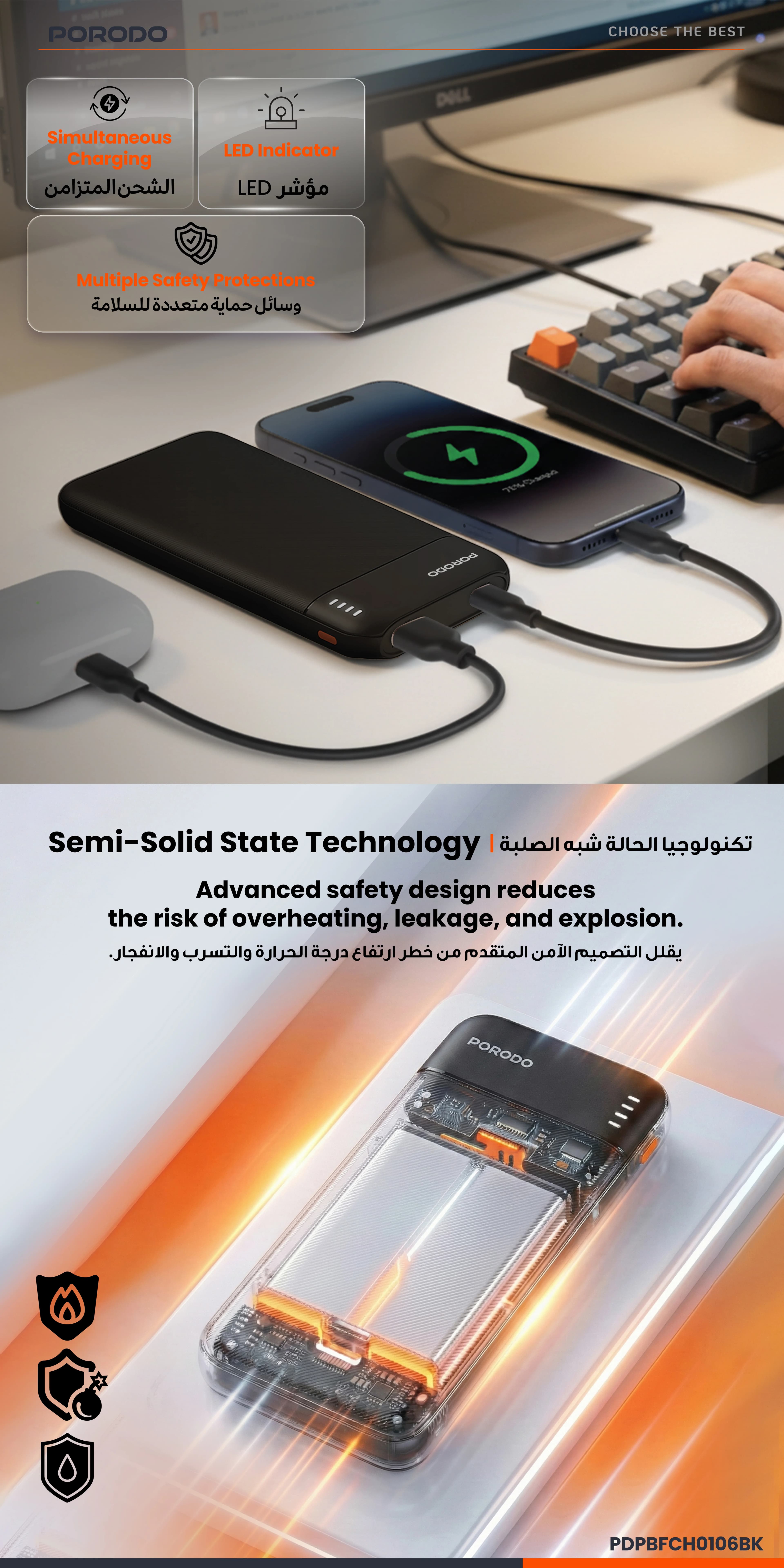 Porodo Power Bank Luna Pro 10000mAh - Black 3