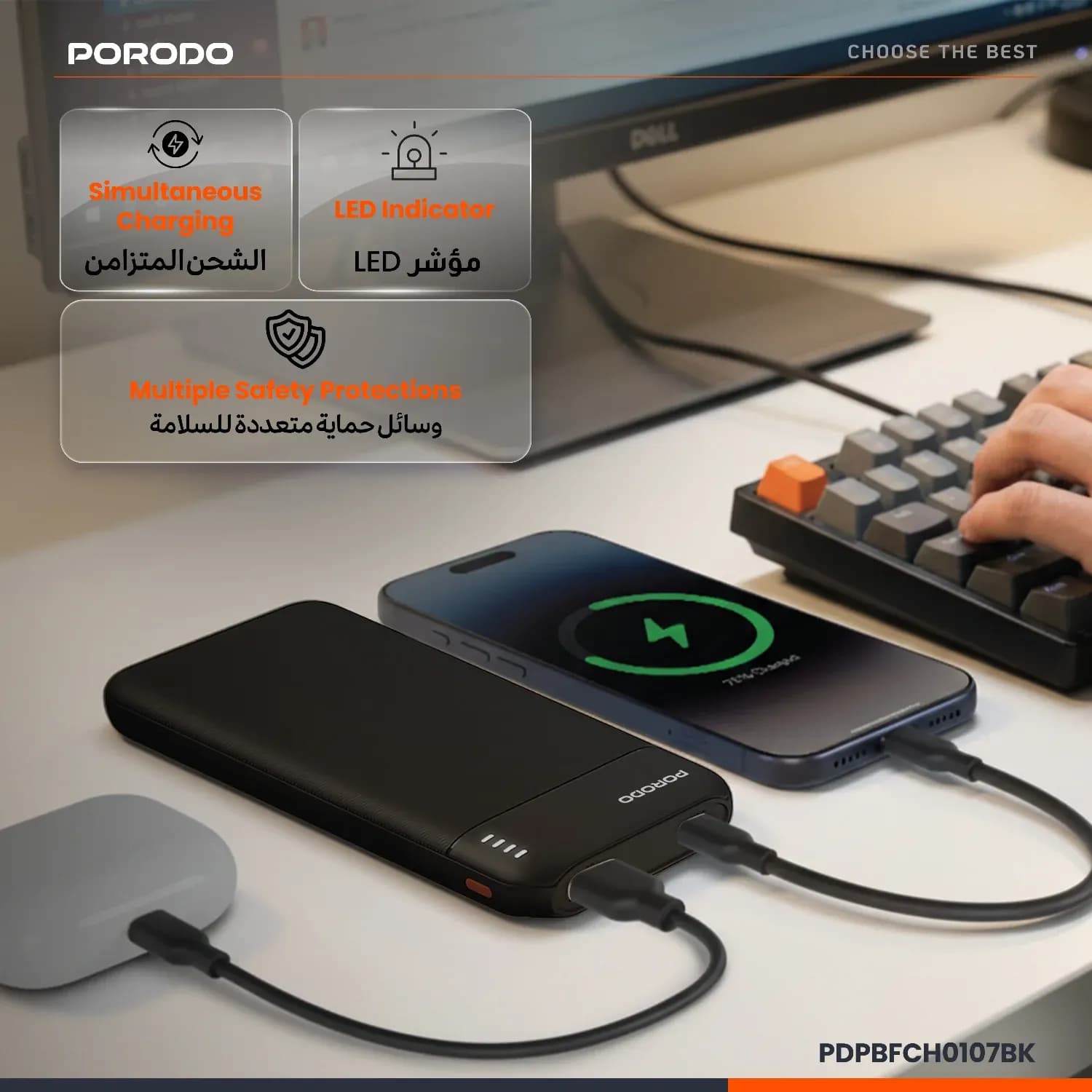 Porodo Power Bank Luna Pro 20000mAh - Black 4
