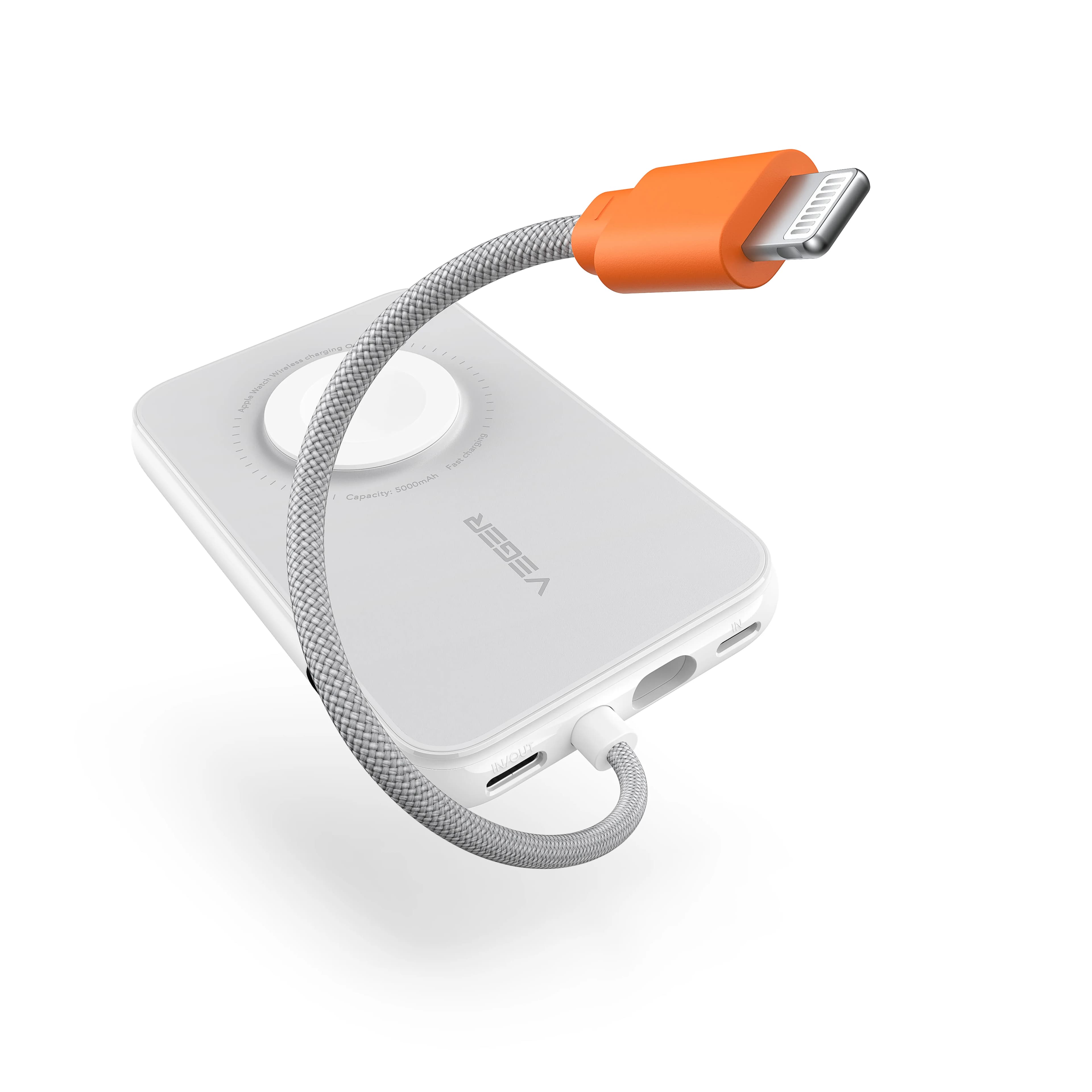 Porodo 5000mAh Slim Watch Charger Power Bank - White 4