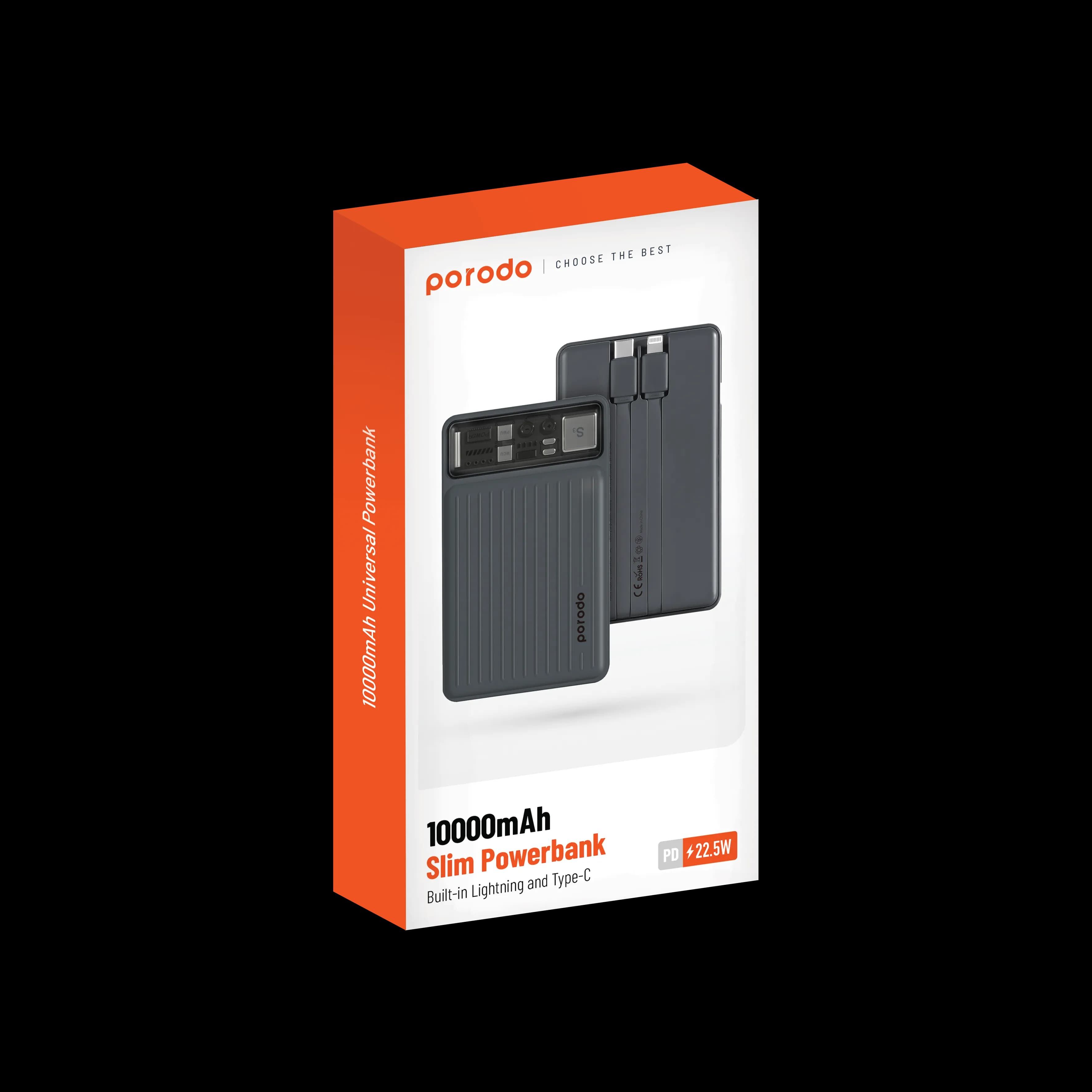 Porodo 10000mAh Slim Powerbank - Black 3