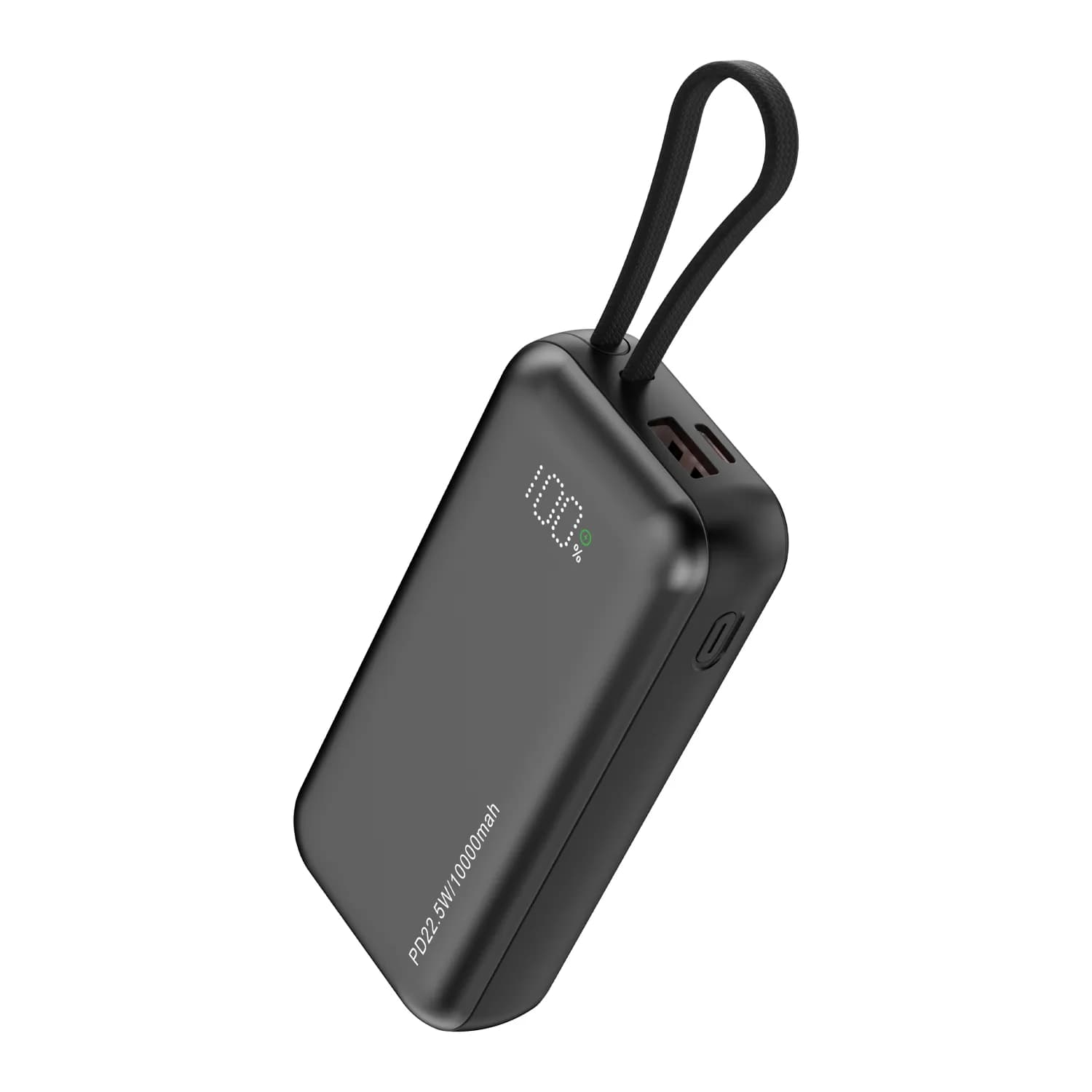 Porodo 10000mAh Power Bank Dual Built-In Cables Fast Charging - Black 2