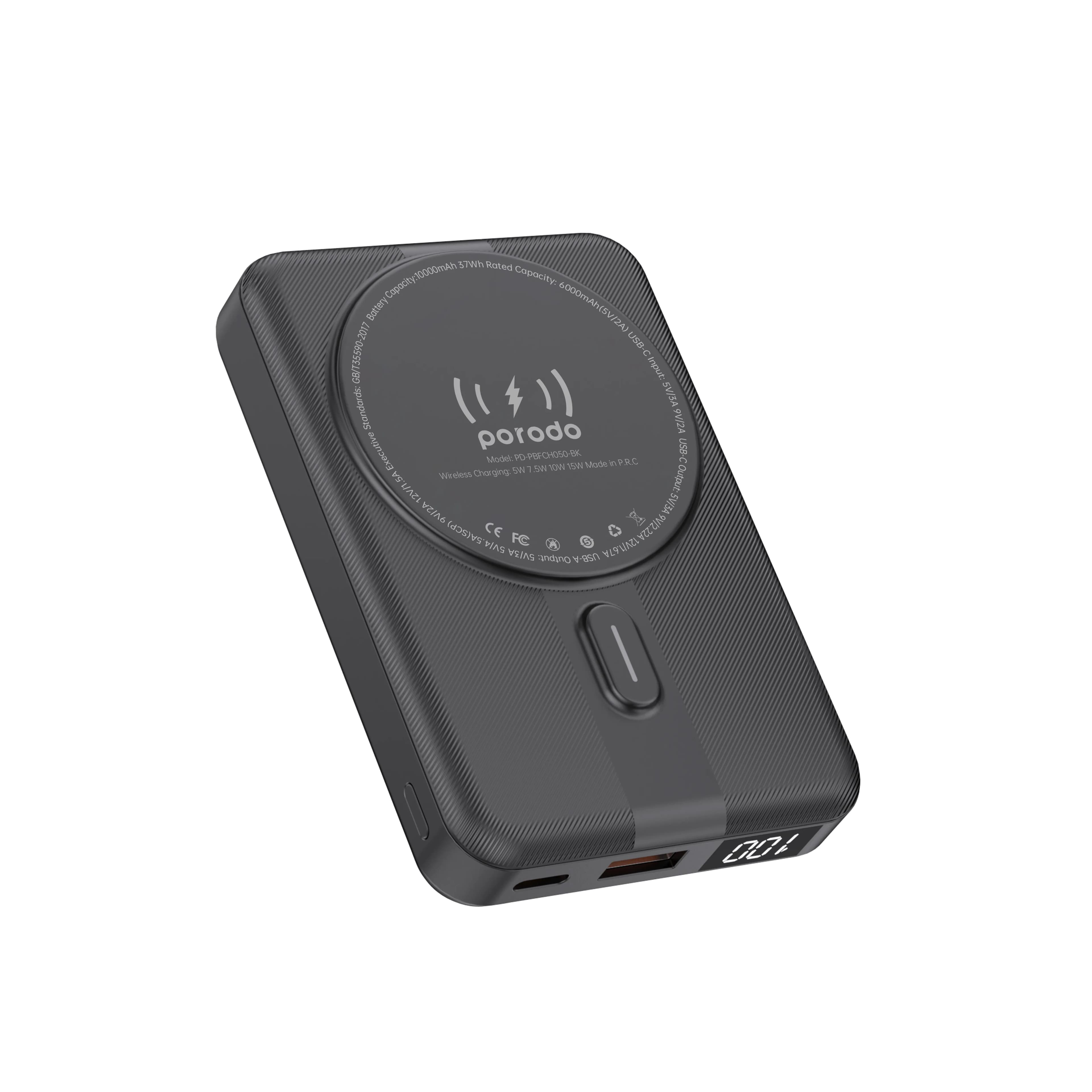 Porodo 10000mAh Digital MagSafe Power & Stand — Black 4