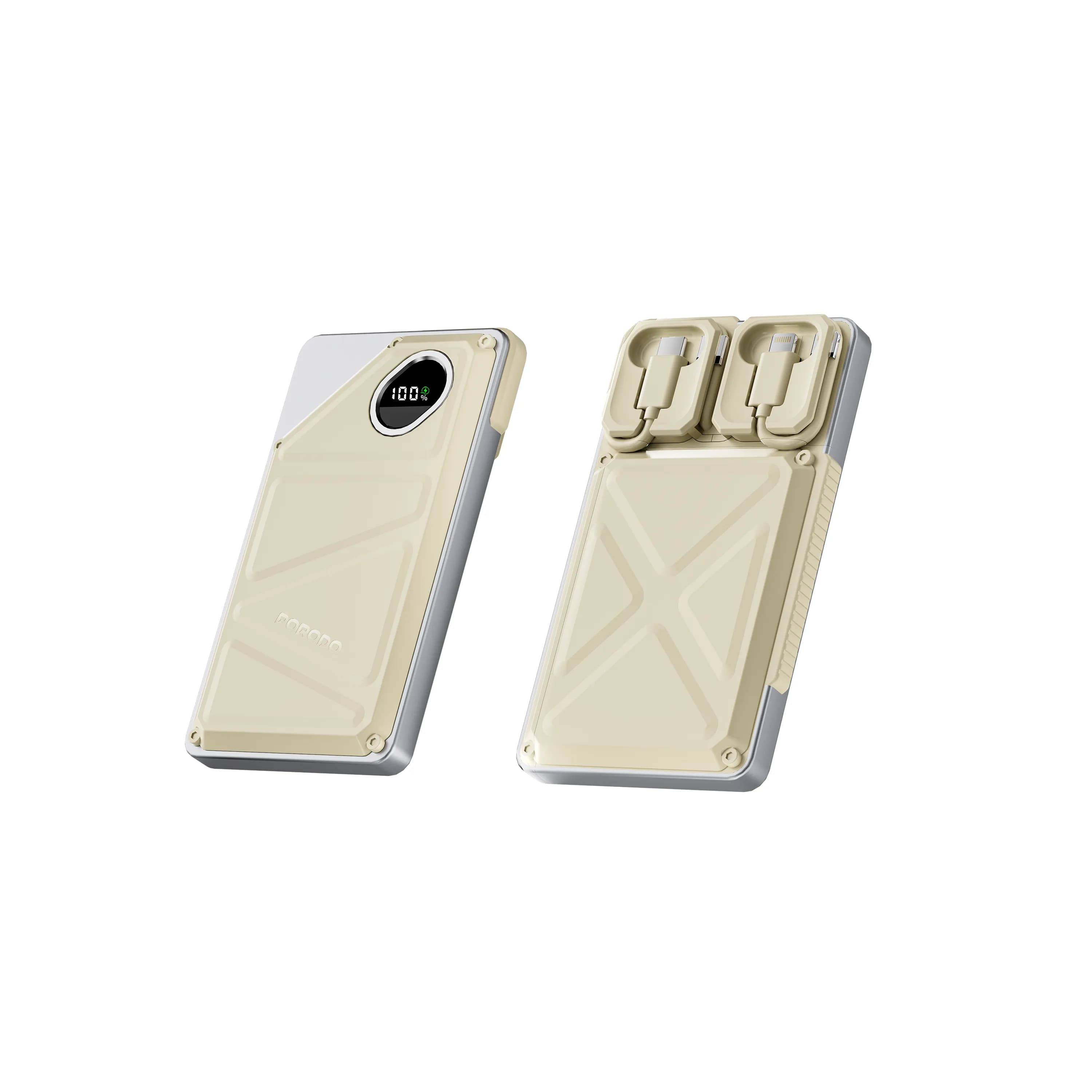 Porodo 10000mAh Power Bank Built-In Type-C & Lightning - White 2