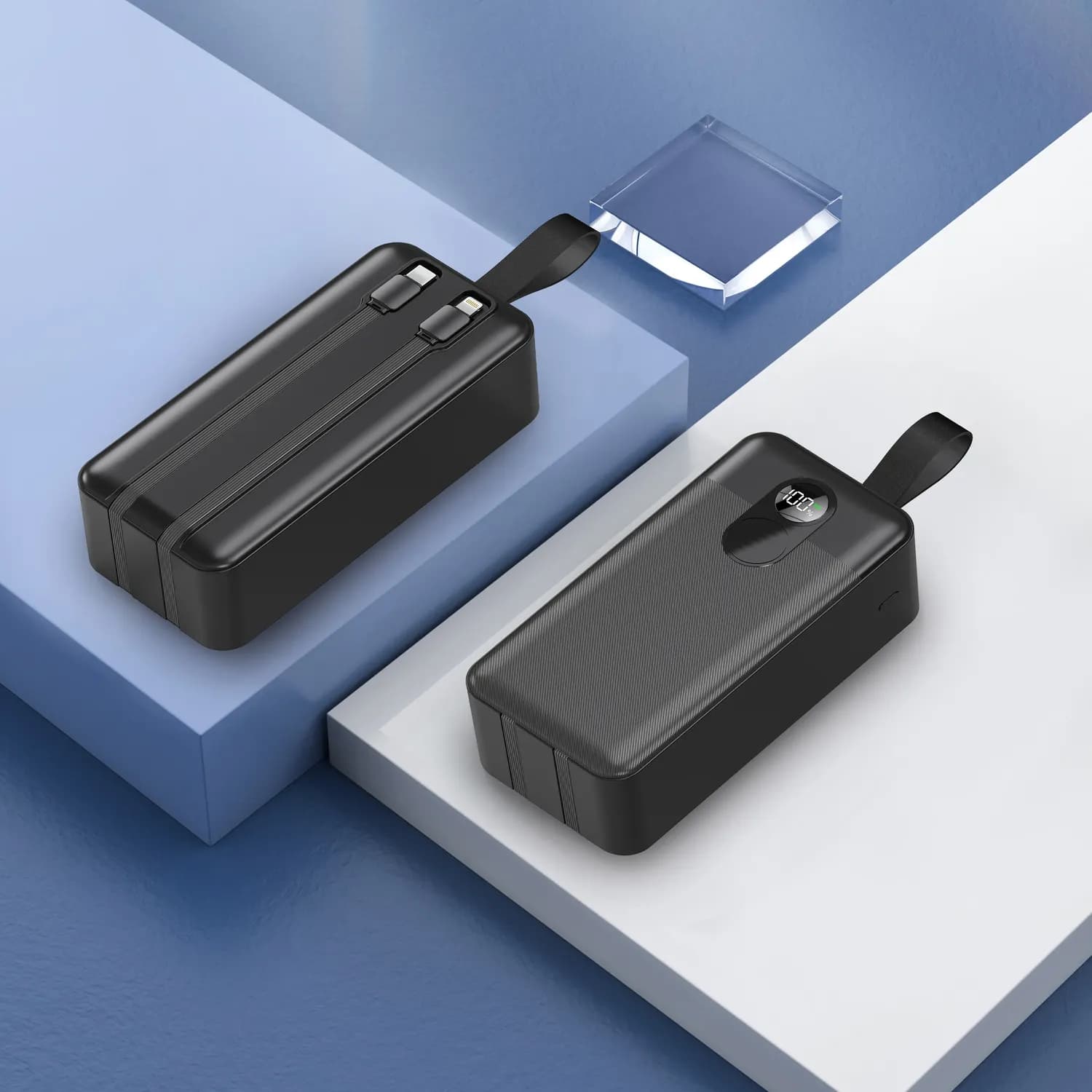 Porodo Power Bank - 50000mAh, Integrated Cables, Black 2