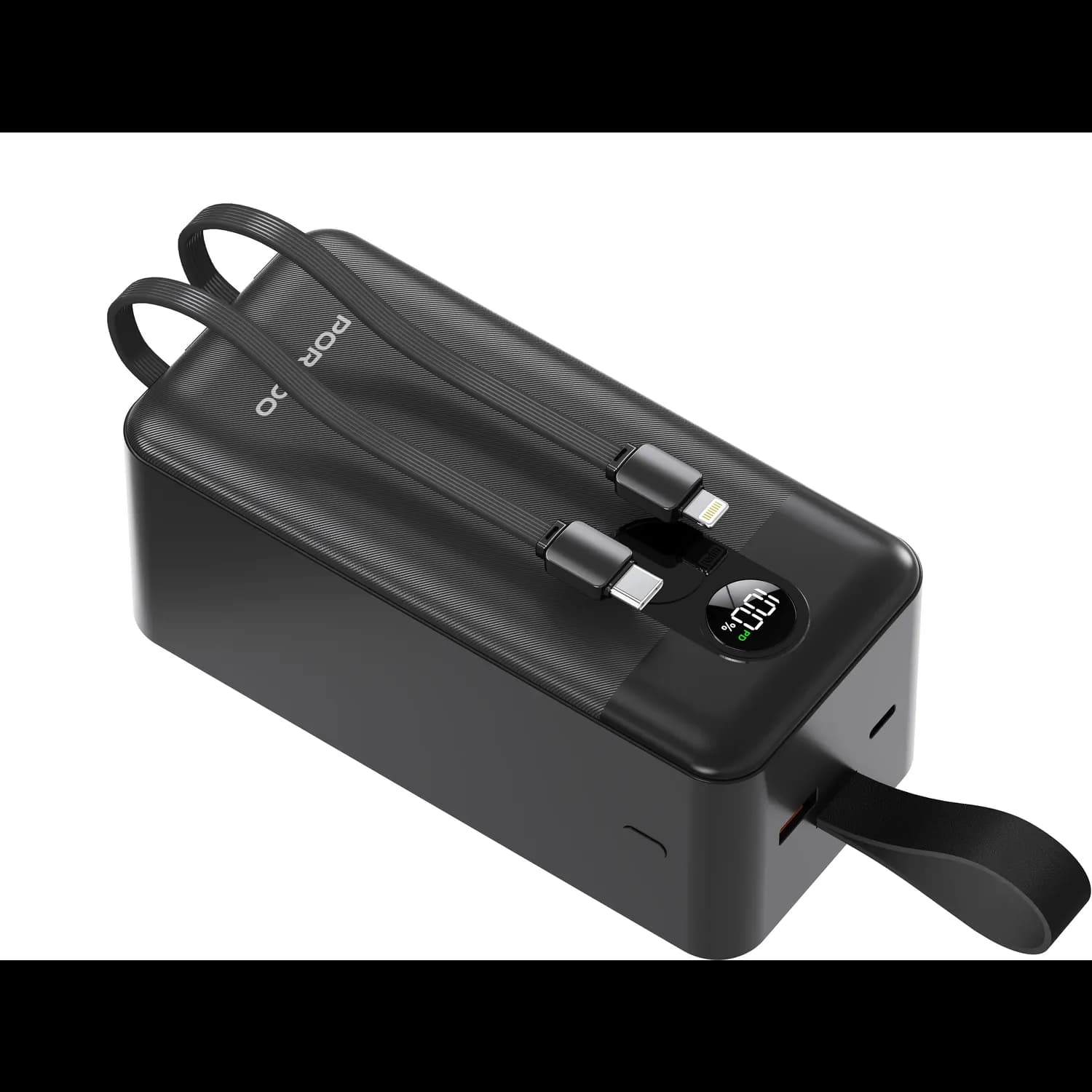 Porodo Power Bank - 50000mAh, Integrated Cables, Black 5