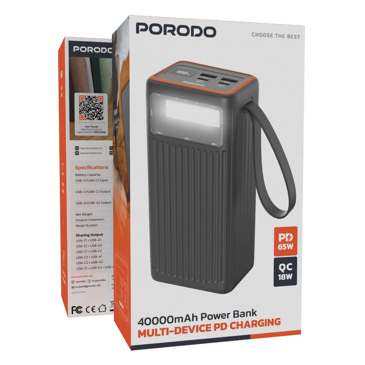 Porodo 40000mAh Power Bank Multi-Device PD Charging - Black 4