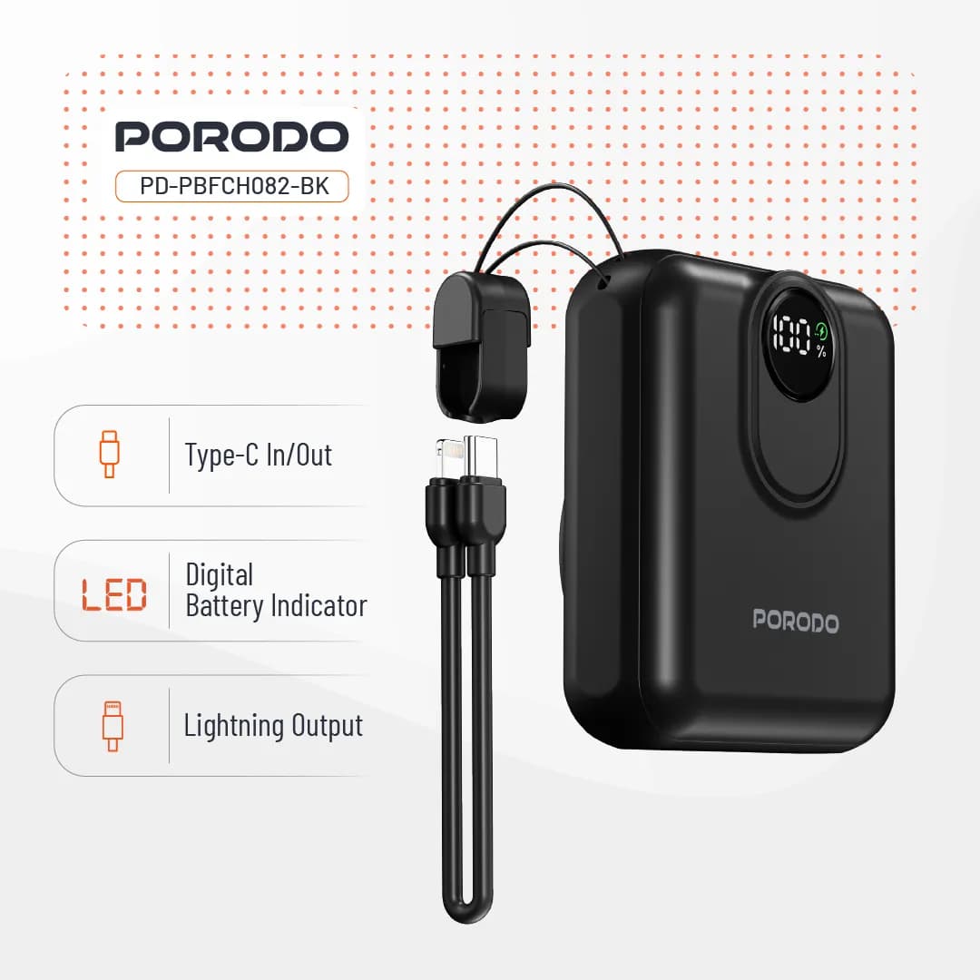 Porodo 10000mAh MagSafe Power Bank - Black 3