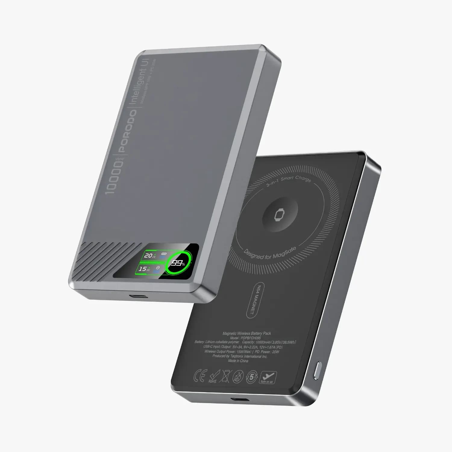 Porodo Power Bank SlimMag - 10000mAh, Gray 1 Porodo Power Bank SlimMag - 10000mAh, Gray 1
