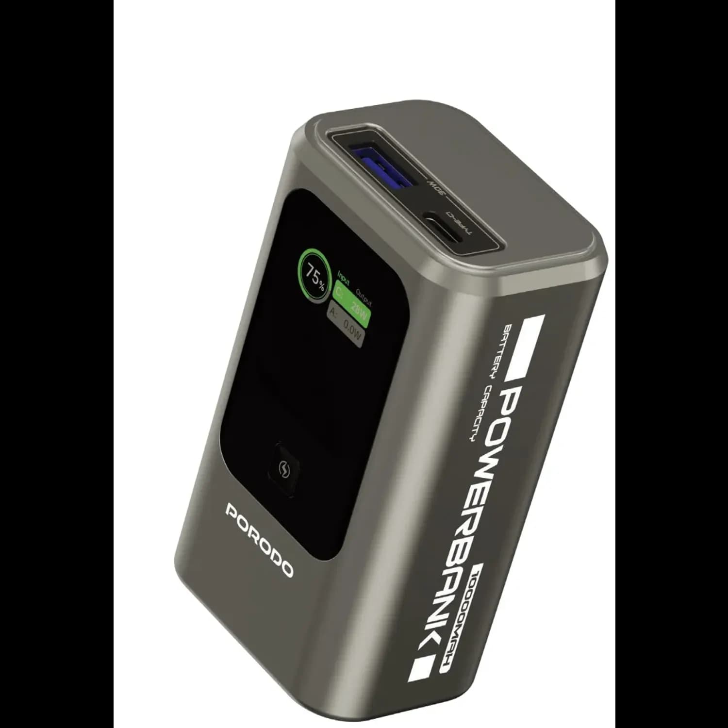 Porodo Power Bank - 10000mAh, Real-Time Display, Grey 1 Porodo Power Bank - 10000mAh, Real-Time Display, Grey 1