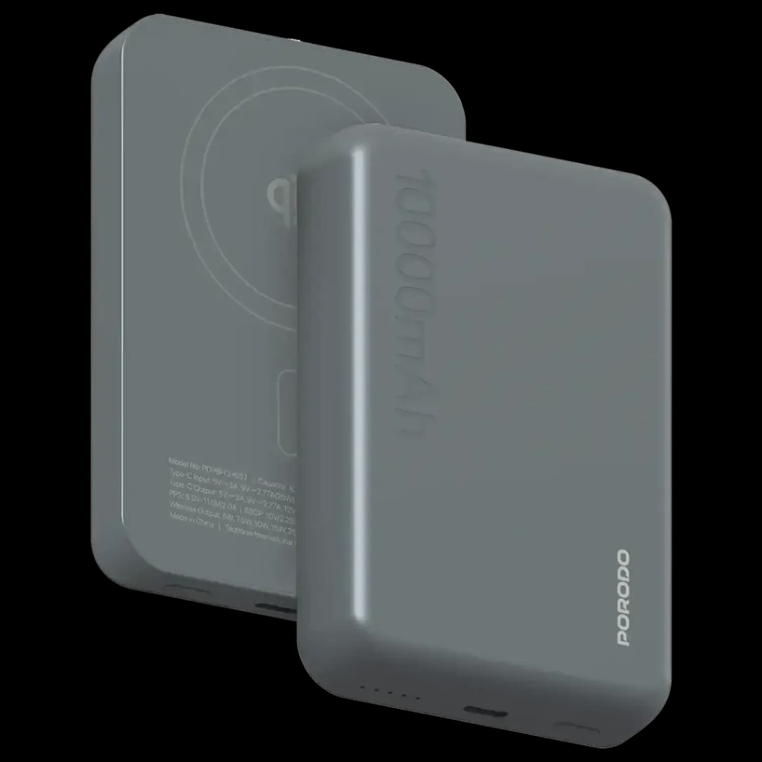 Porodo Power Bank Vingt-Cinq PD25W - 10000mAh MagSafe, Grey 1 Porodo Power Bank Vingt-Cinq PD25W - 10000mAh MagSafe, Grey 1