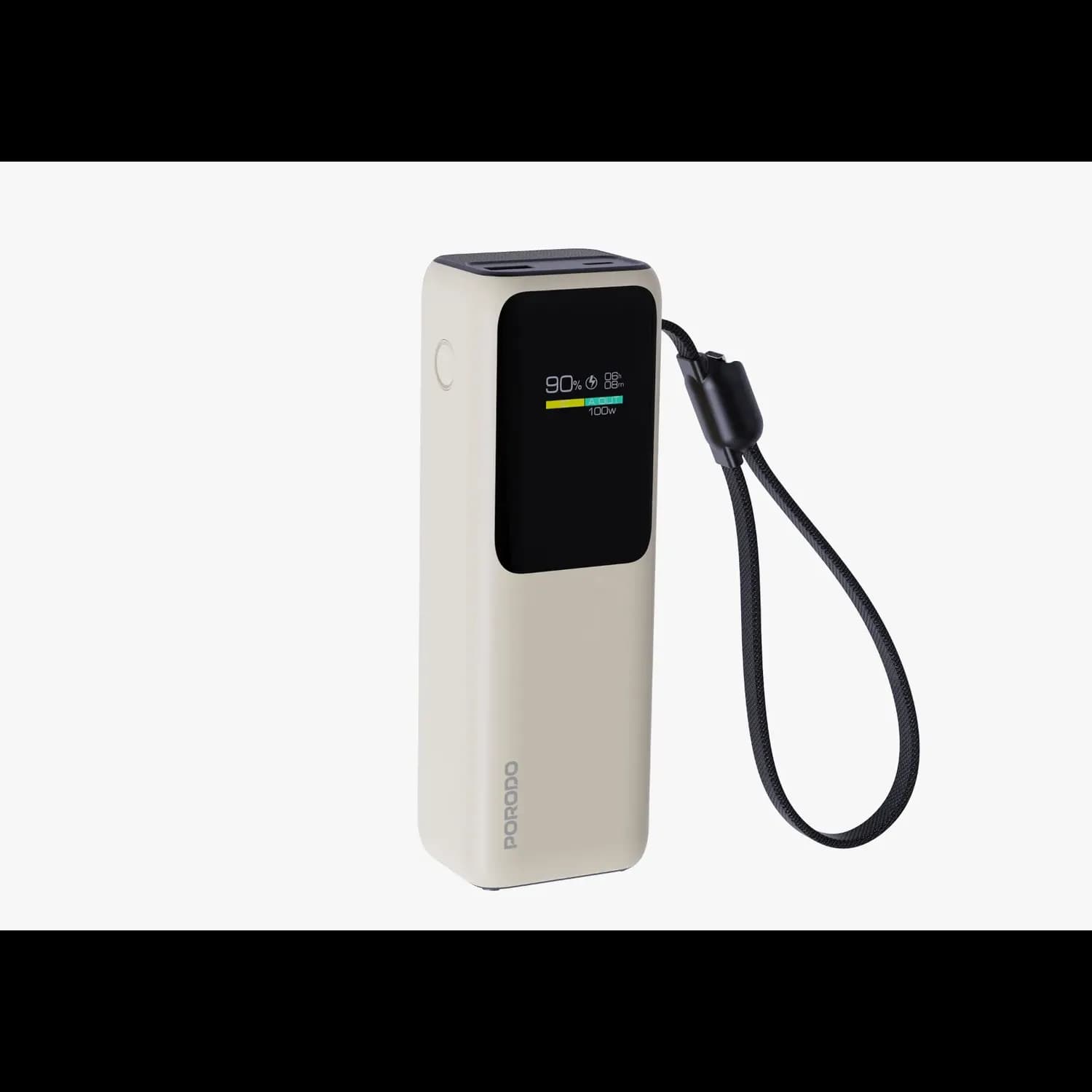 Porodo Power Bank - 20000mAh, Built-In Type-C Cable, Beige 1 Porodo Power Bank - 20000mAh, Built-In Type-C Cable, Beige 1