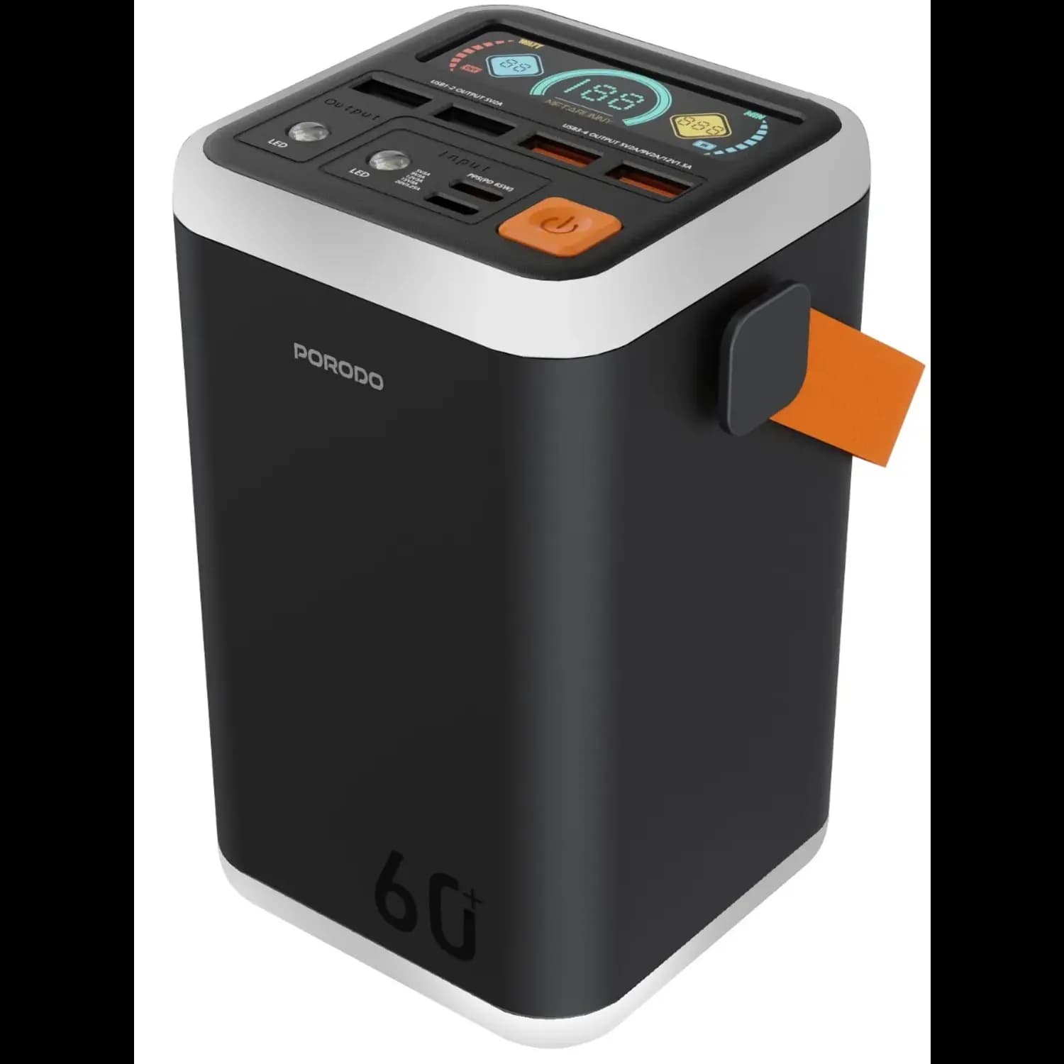 Porodo Power Bank Cappadoc 60000mAh - Multi-Port with TFT Display, Black 1 Porodo Power Bank Cappadoc 60000mAh - Multi-Port with TFT Display, Black 1