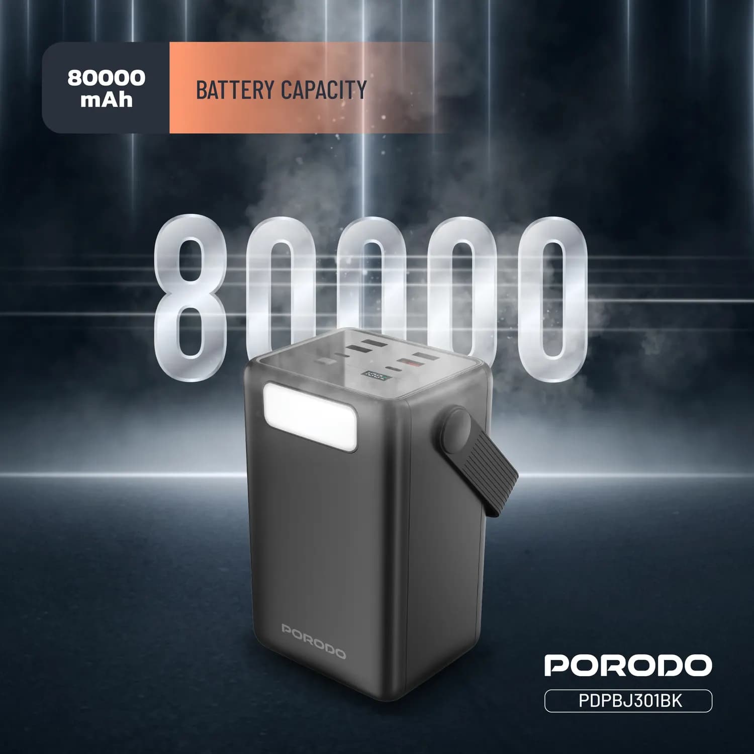 Porodo Power Bank Lara - 80000mAh, Black 2