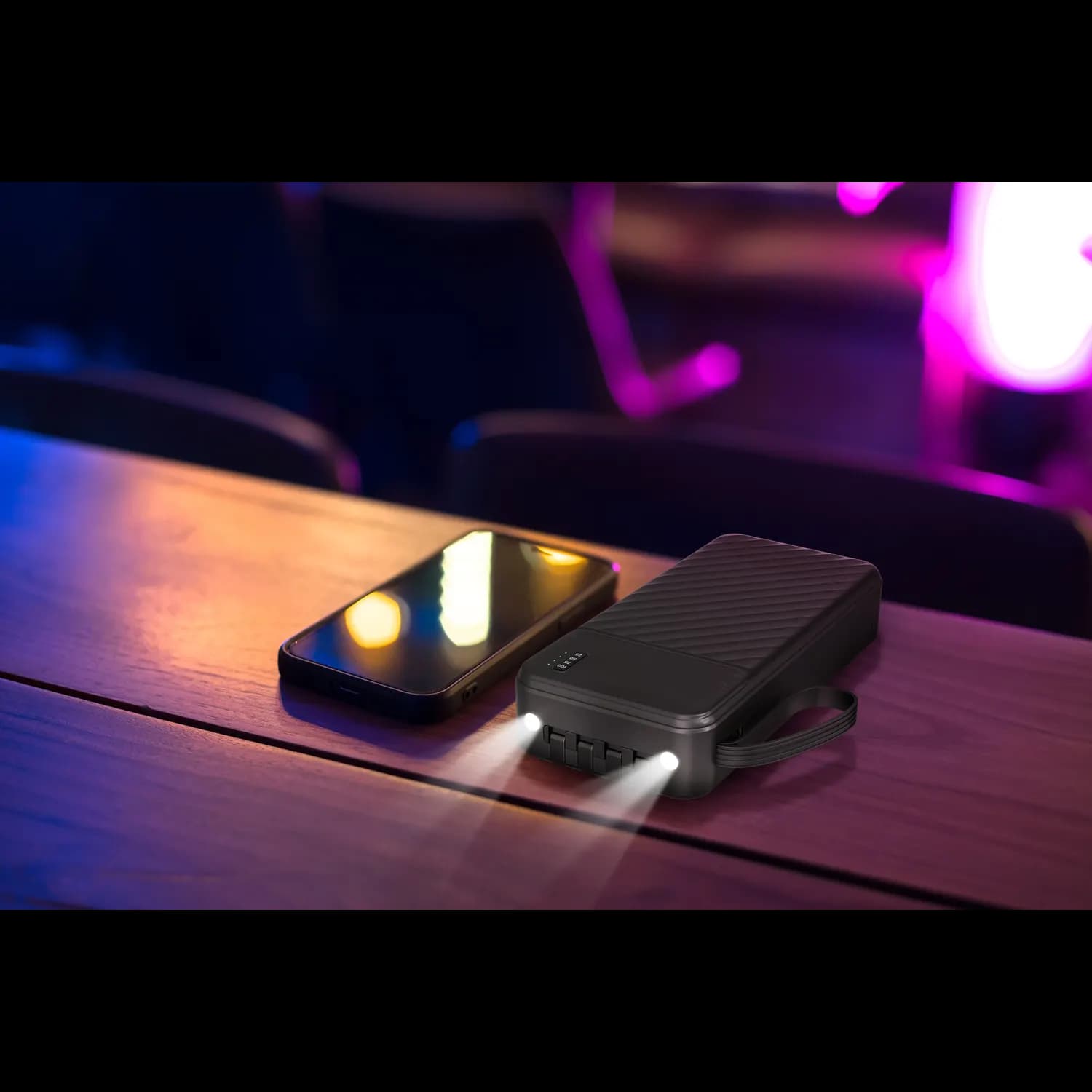 Porodo Power Bank - 20000mAh with Integrated Cables, Black 4
