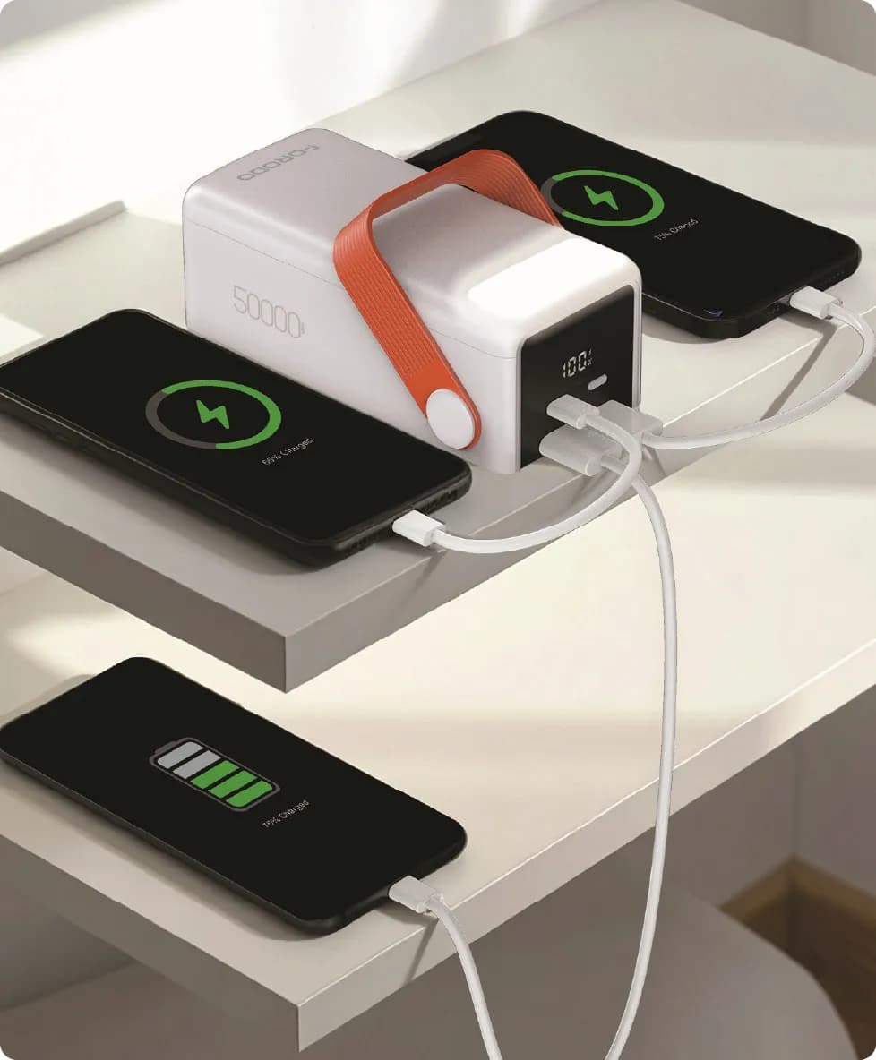 Porodo PortaPower 50000mAh Power Bank with Built-In LED Lighting - Whi 1 Porodo PortaPower 50000mAh Power Bank with Built-In LED Lighting - Whi 1