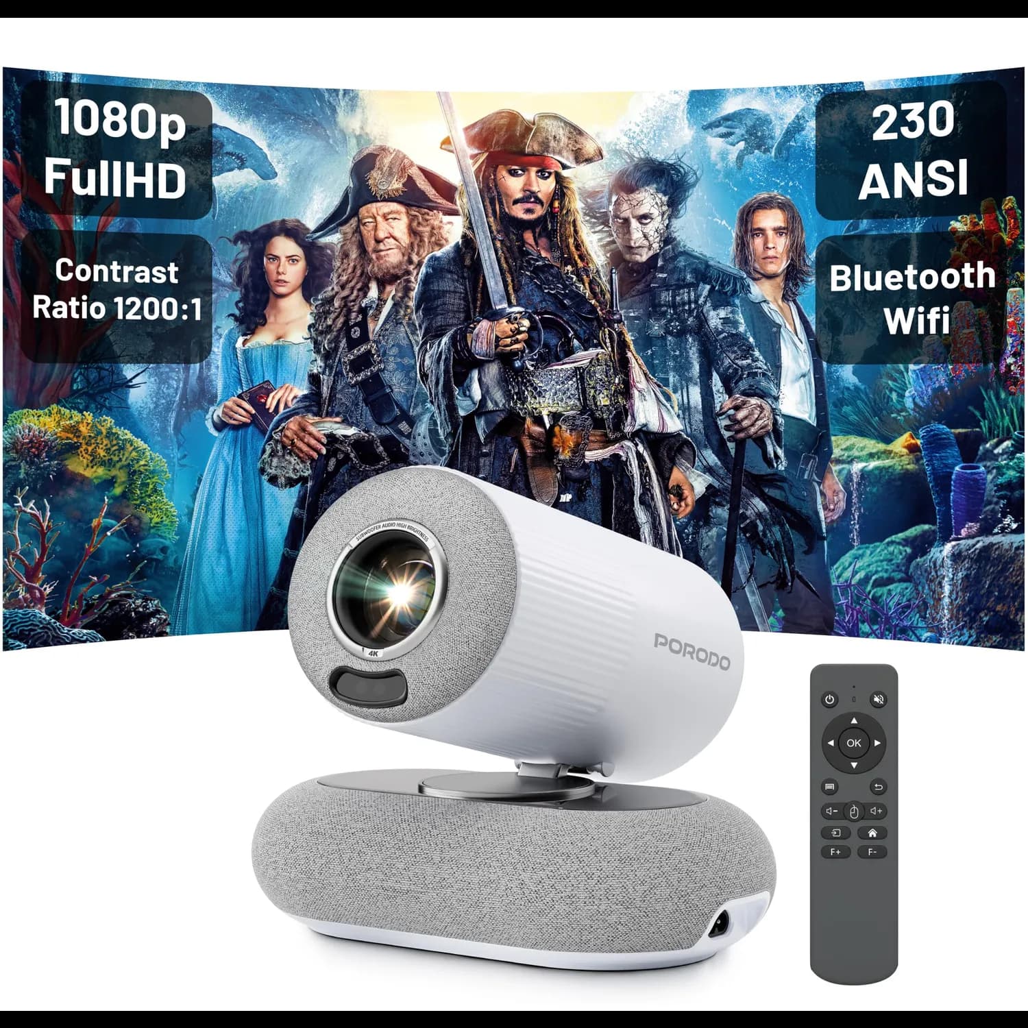 Porodo Smart Android Projector - Full HD 1080P, WiFi & Bluetooth 1 Porodo Smart Android Projector - Full HD 1080P, WiFi & Bluetooth 1
