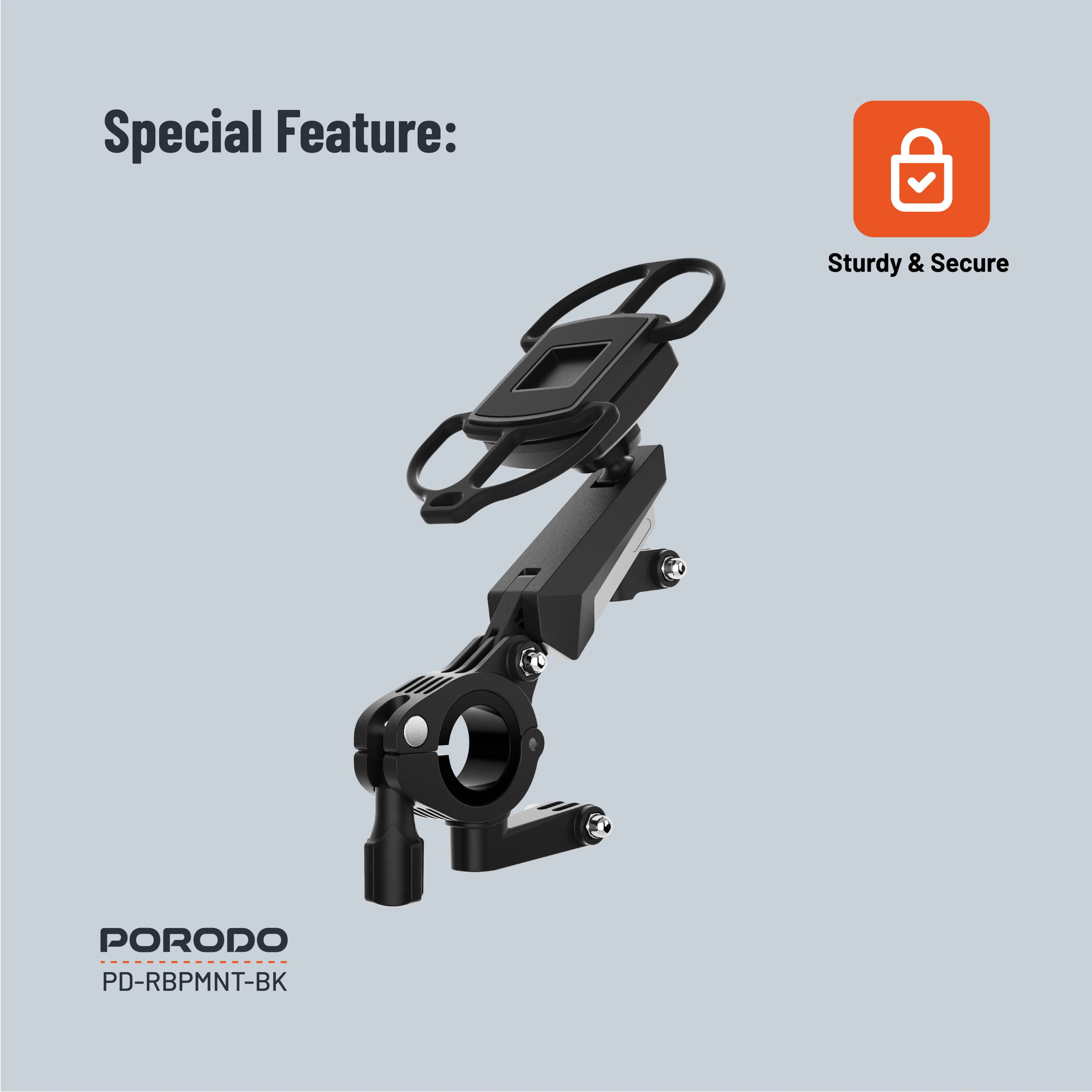 Porodo 360° Rotatable Bike Phone Mount - Black 4
