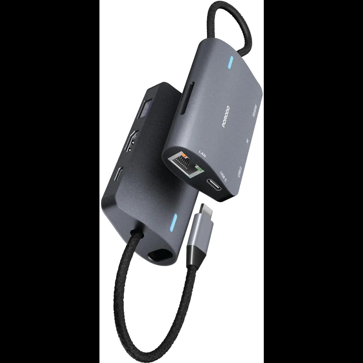 Porodo USB-C Hub - 7-in-1, 100W PD, Gray 1 Porodo USB-C Hub - 7-in-1, 100W PD, Gray 1