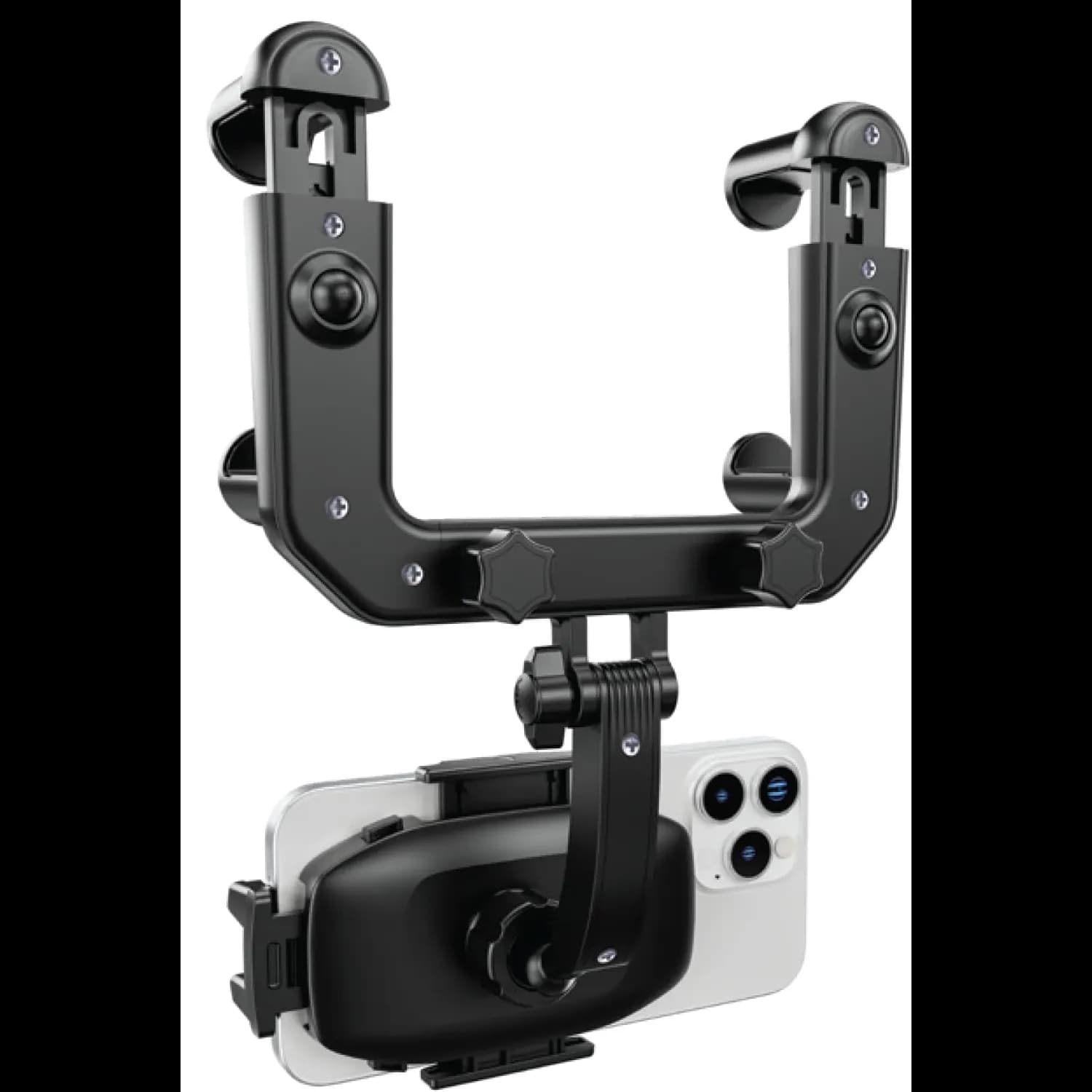 Porodo Phone Holder - Mirror Mount, Extendable Arm, Black 3