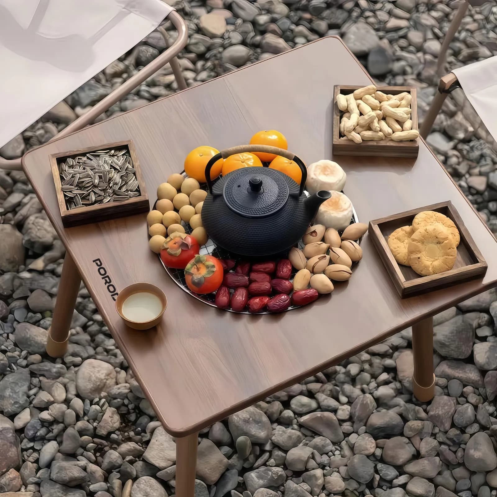 Porodo Lifestyle Multi-Purpose Outdoor Square Grill Table - Brown 4