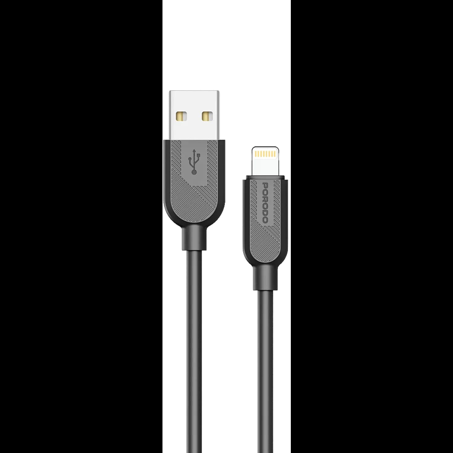 Porodo USB-A to Lightning Cable - 1M Silicone, Black 1 Porodo USB-A to Lightning Cable - 1M Silicone, Black 1