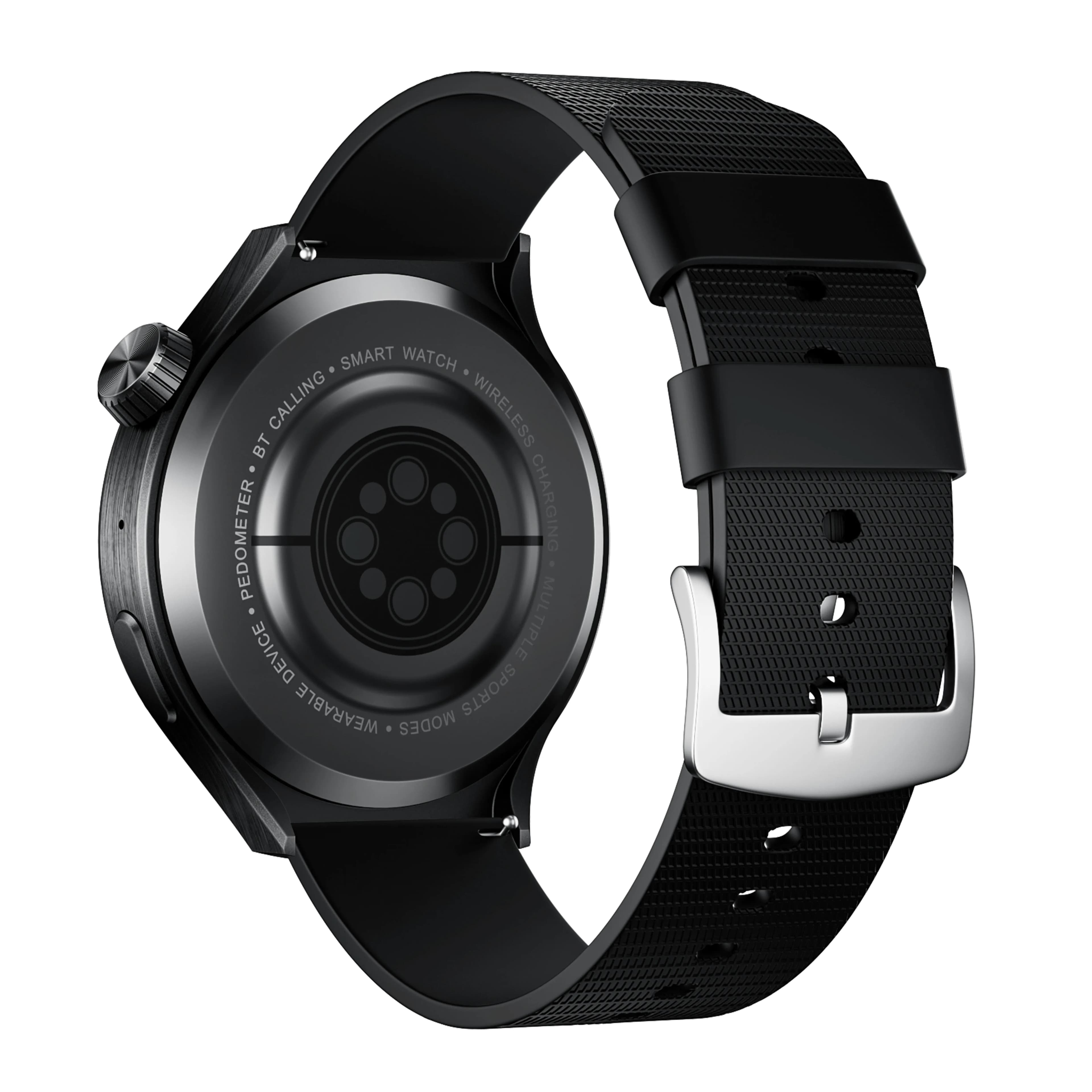 Porodo Sfera Round Titanium Smart Watch with Extra Orange Band — Black 3