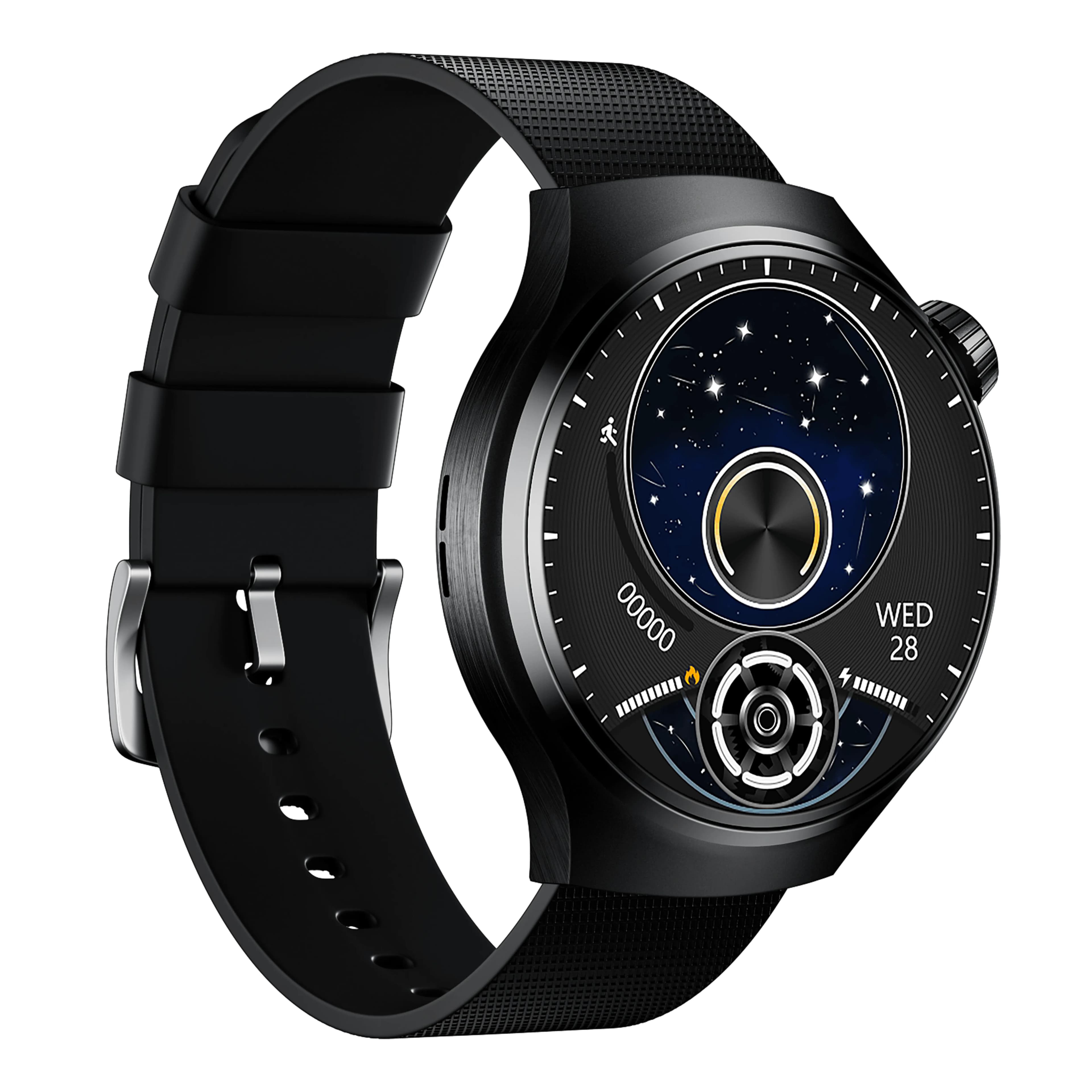 Porodo Sfera Round Titanium Smart Watch with Extra Orange Band — Black 4
