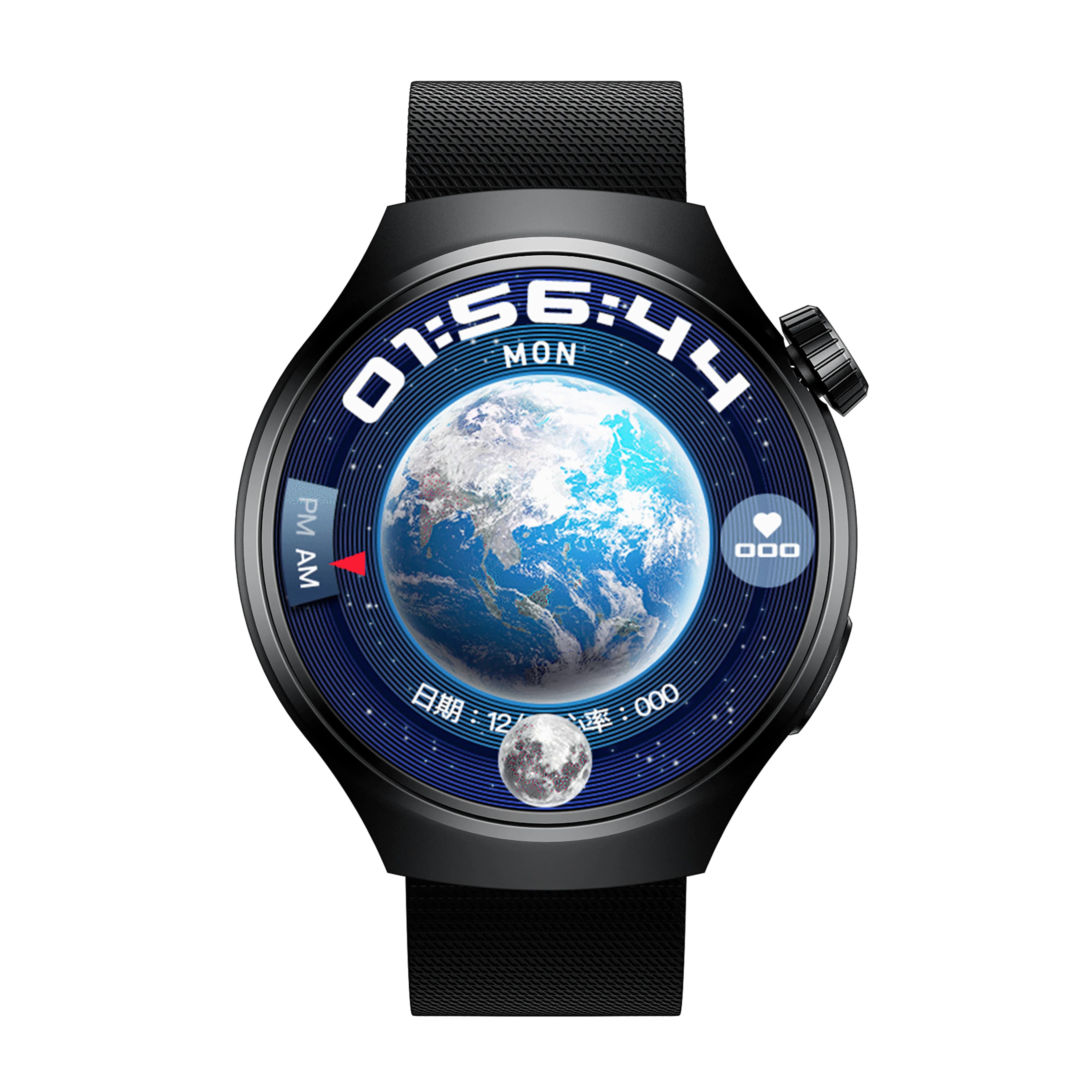 Porodo Sfera Round Titanium Smart Watch with Extra Orange Band — Black 5