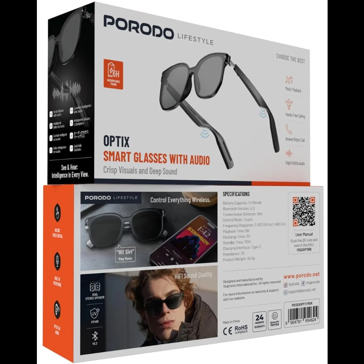 Porodo Smart Glasses Optix - Audio, Black 5