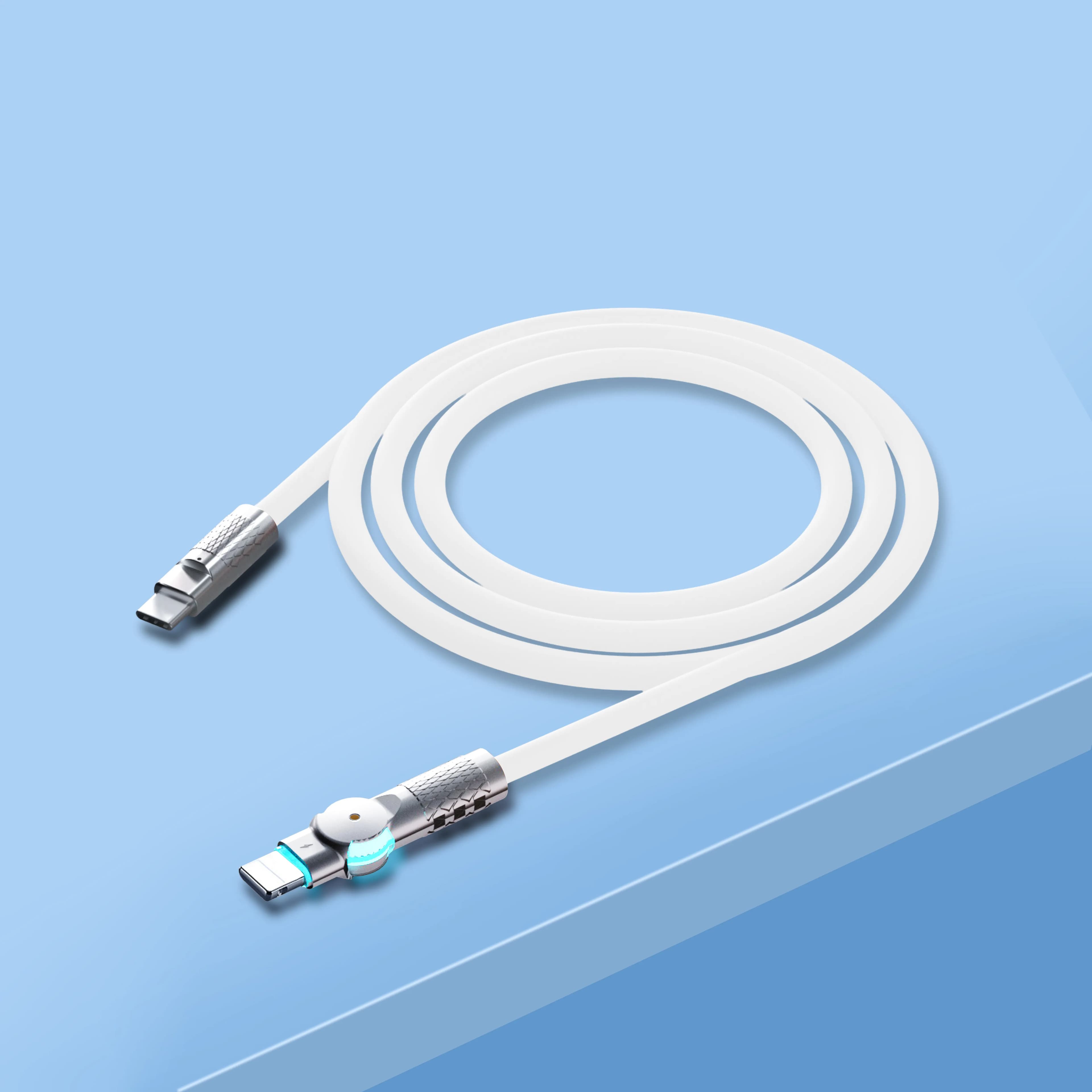 Porodo Single Head Rotating Cable PD100W, Type-C to Type-C 100W: 1M 3