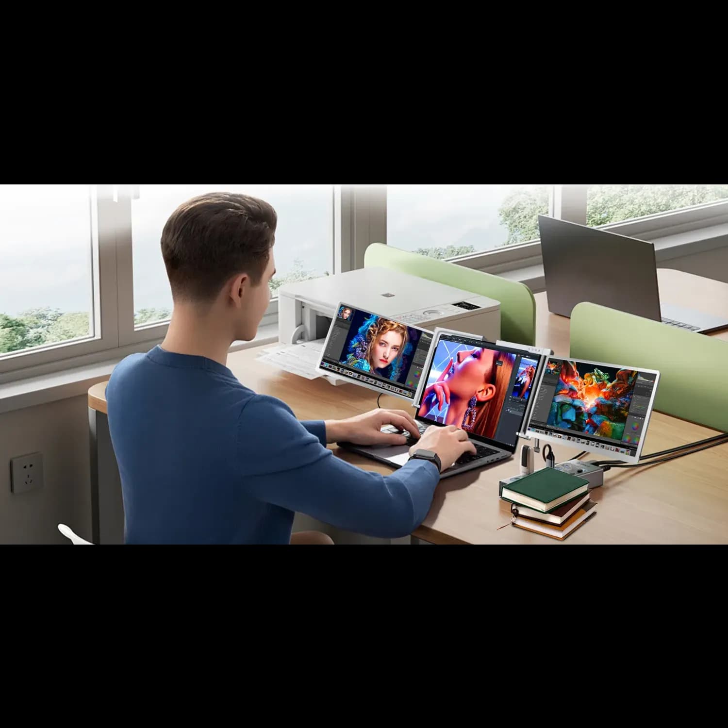 Powerology Portable Dual Screen Monitor - 13.3", Silver 4